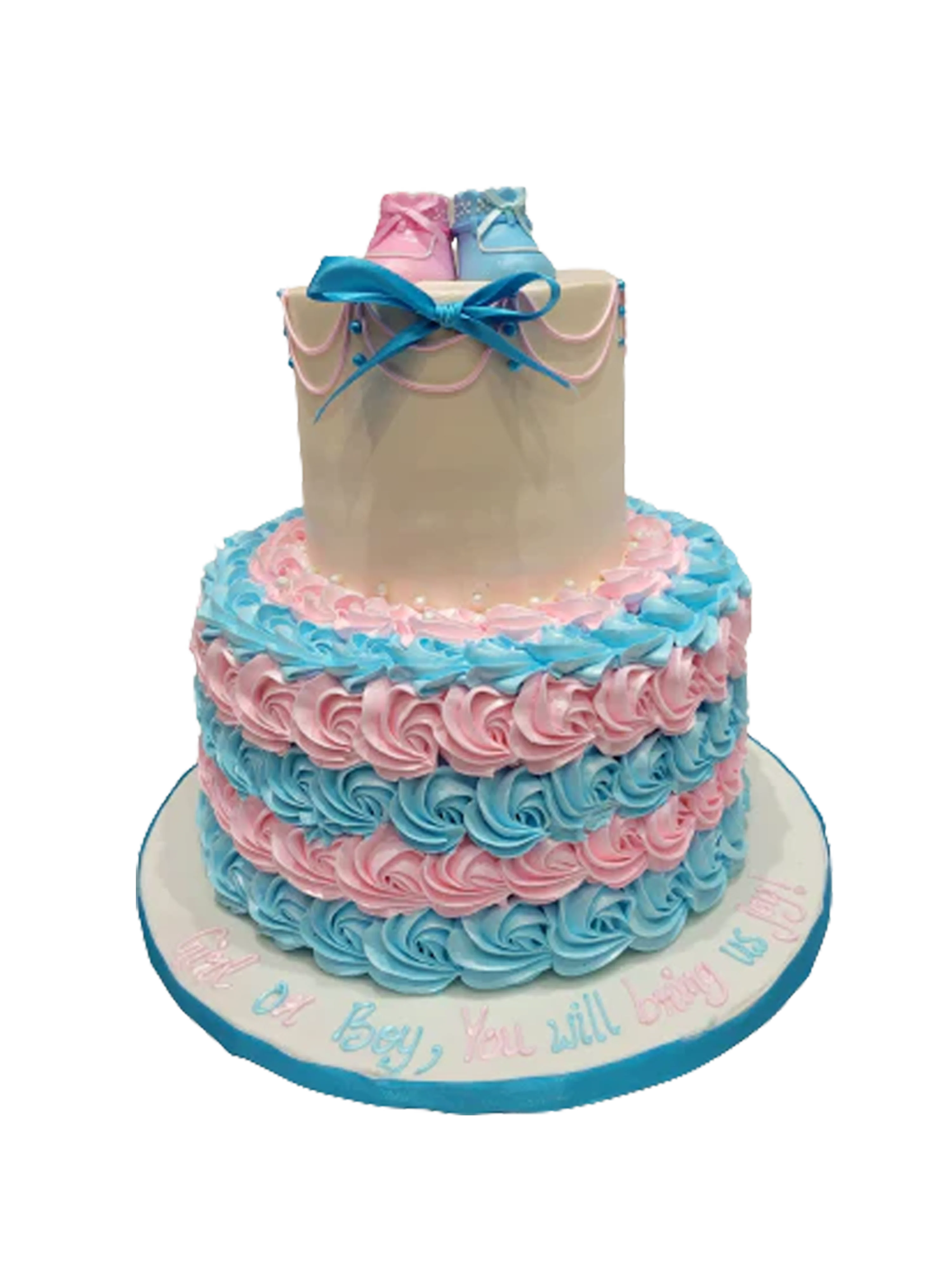 Baby Booties Cream Tiered Cake