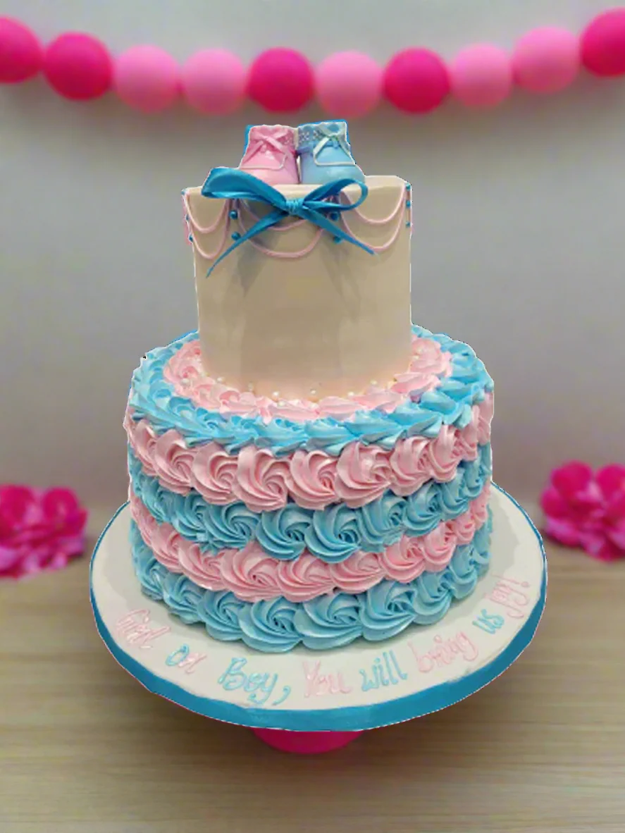 Baby Booties Cream Tiered Cake - Image 3