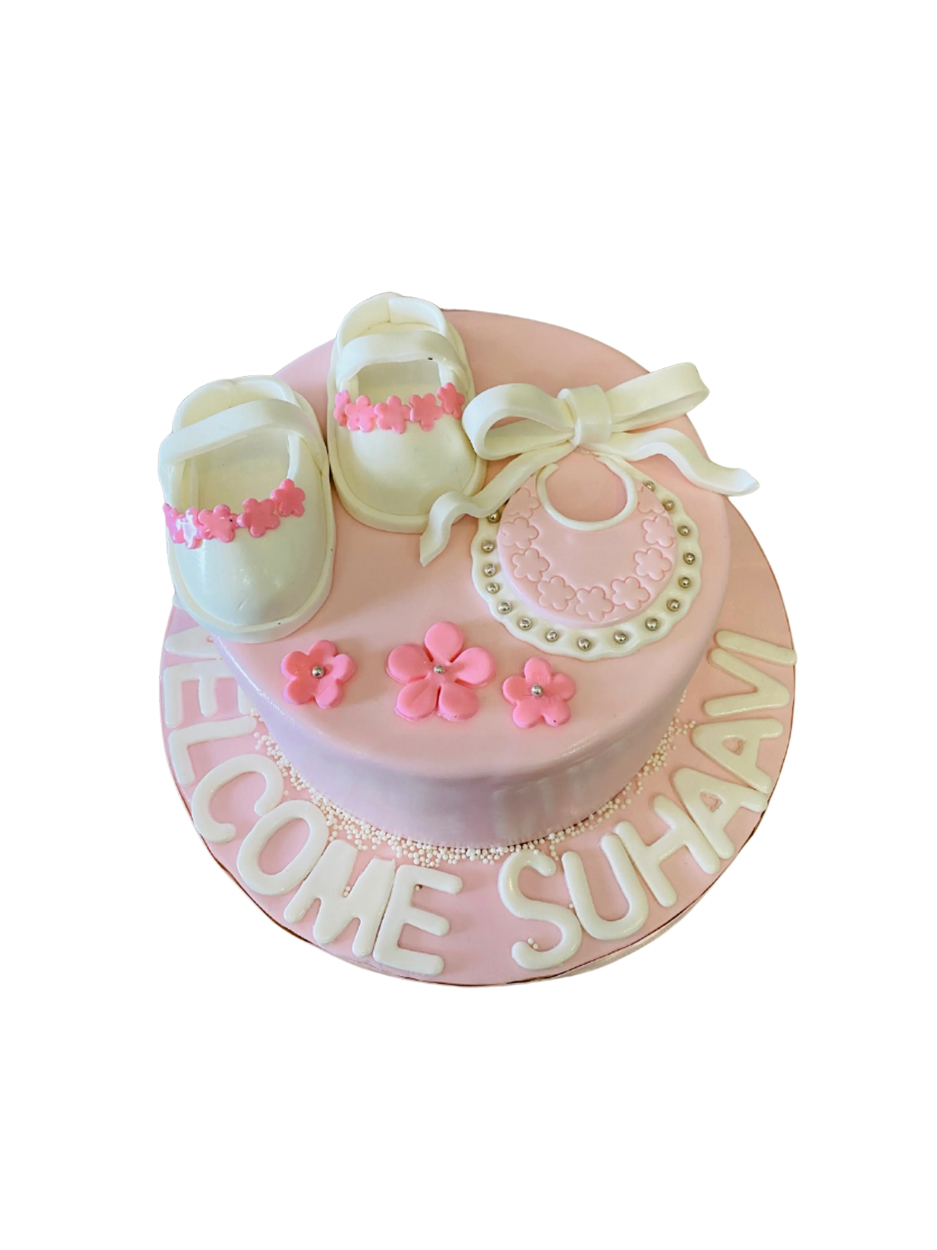Baby Girl Pink Fondant Cake