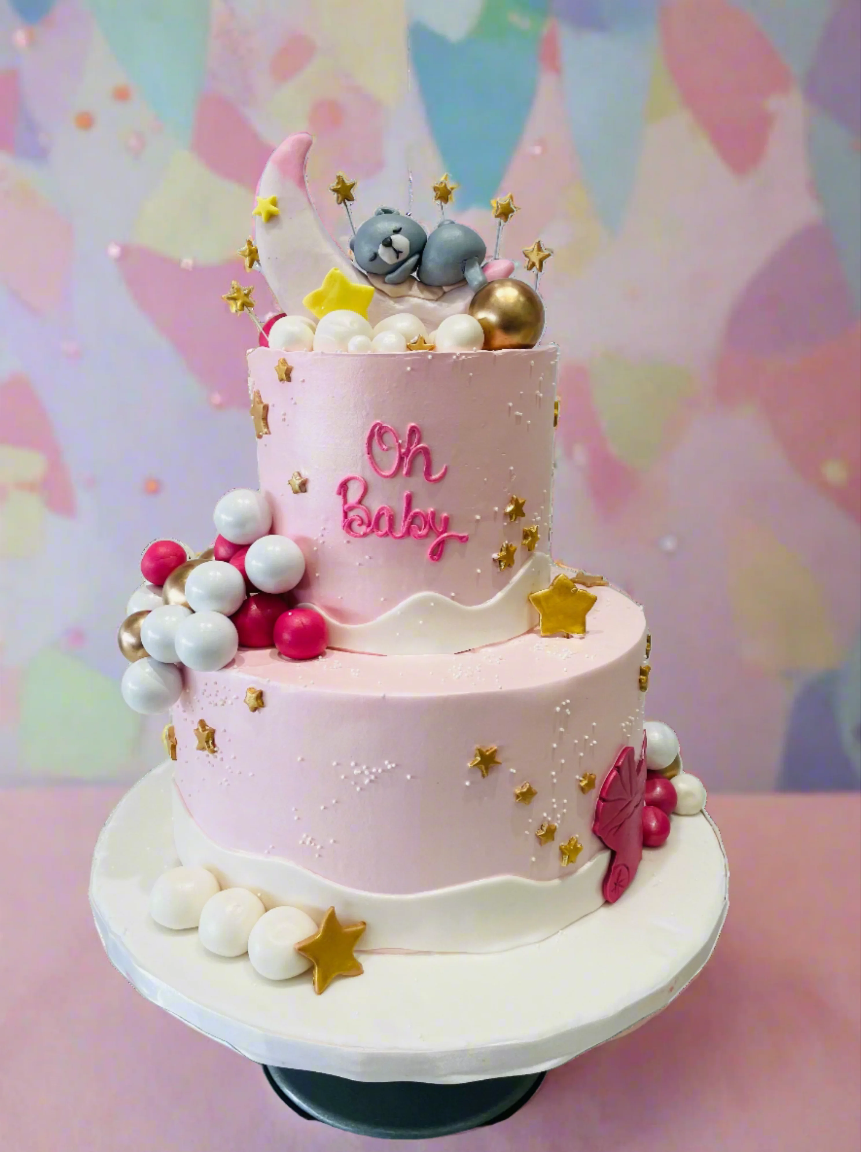 Baby Moon Cream Tiered Cake - Image 2
