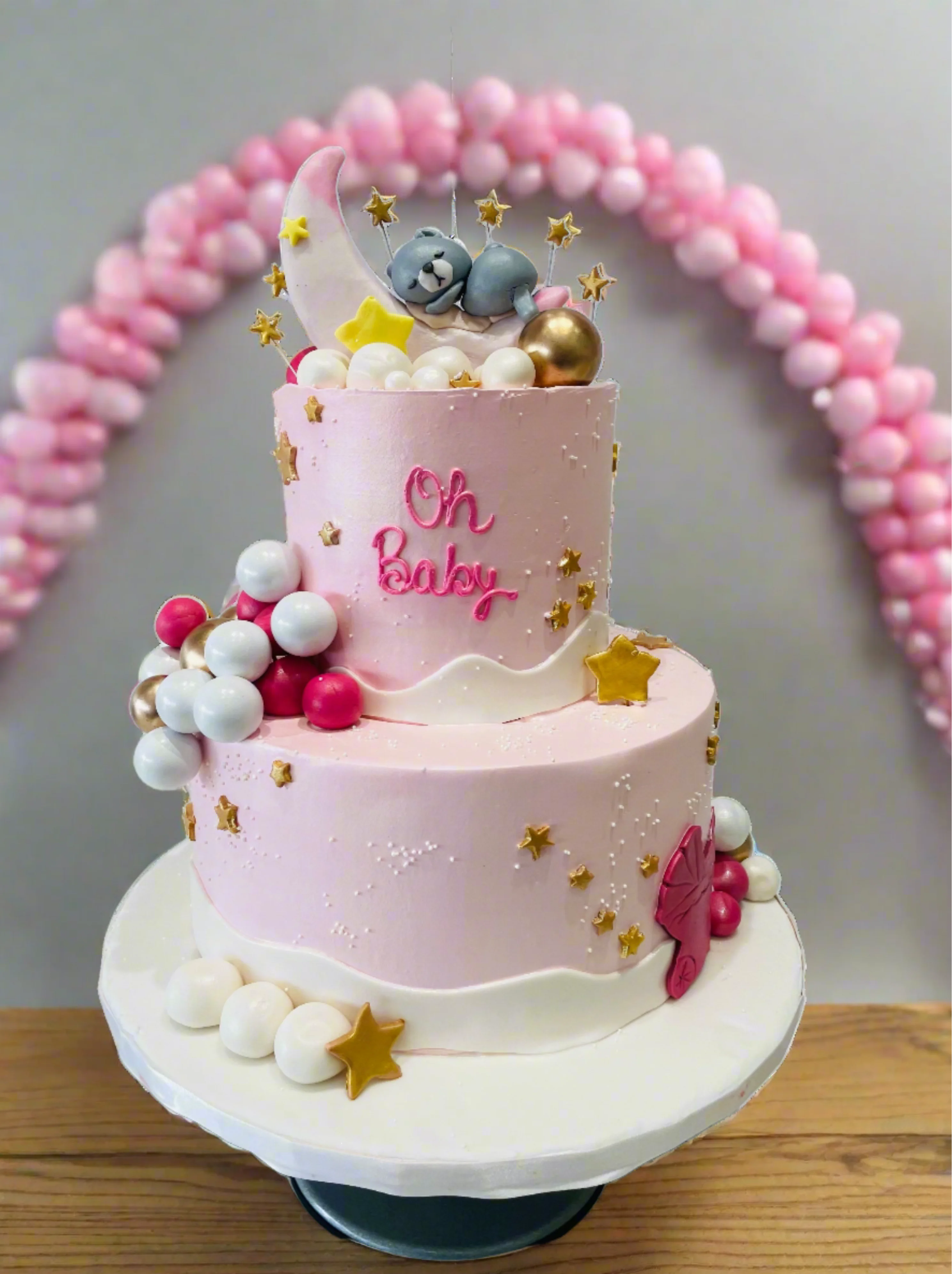 Baby Moon Cream Tiered Cake - Image 3