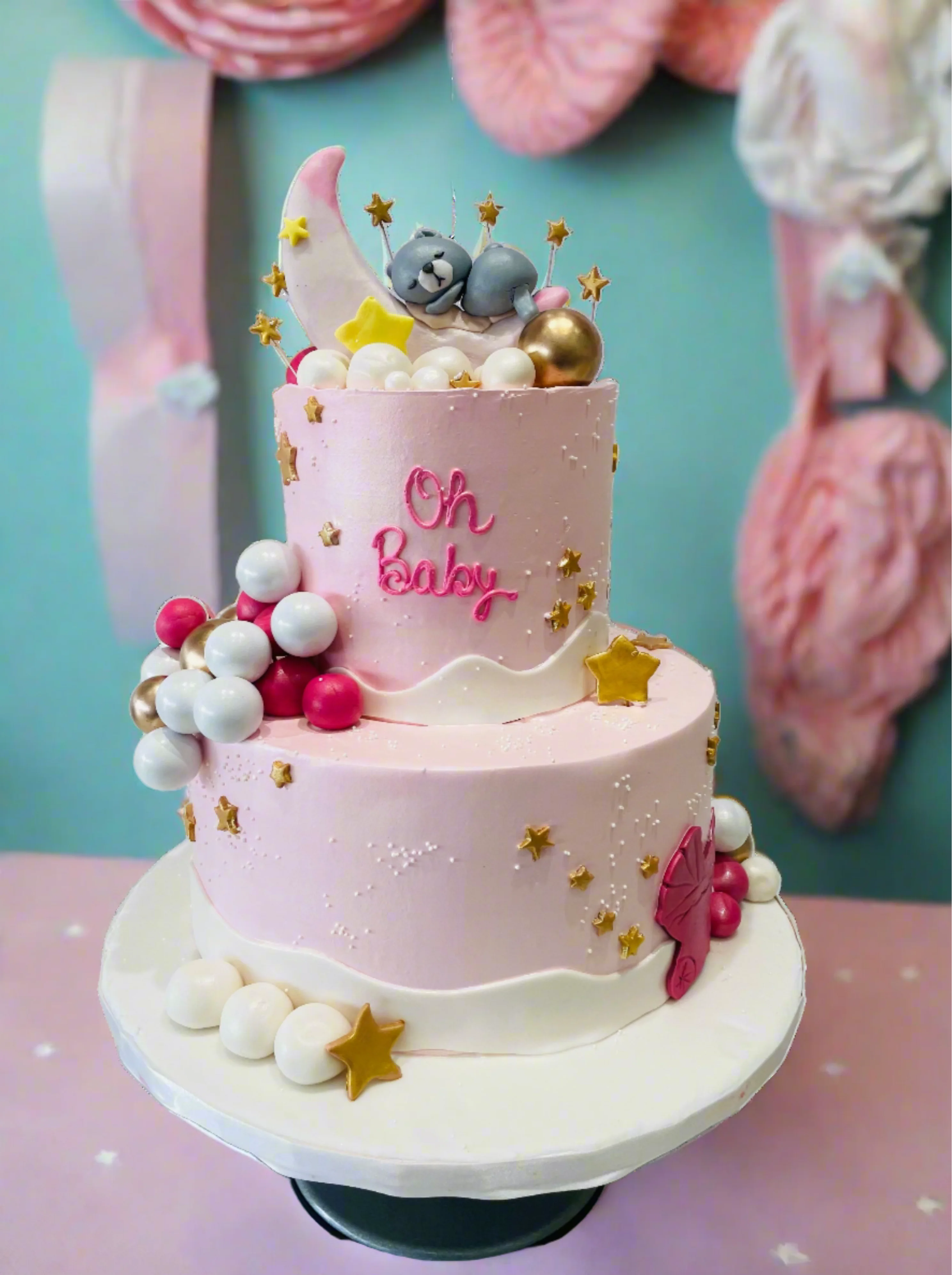 Baby Moon Cream Tiered Cake - Image 5