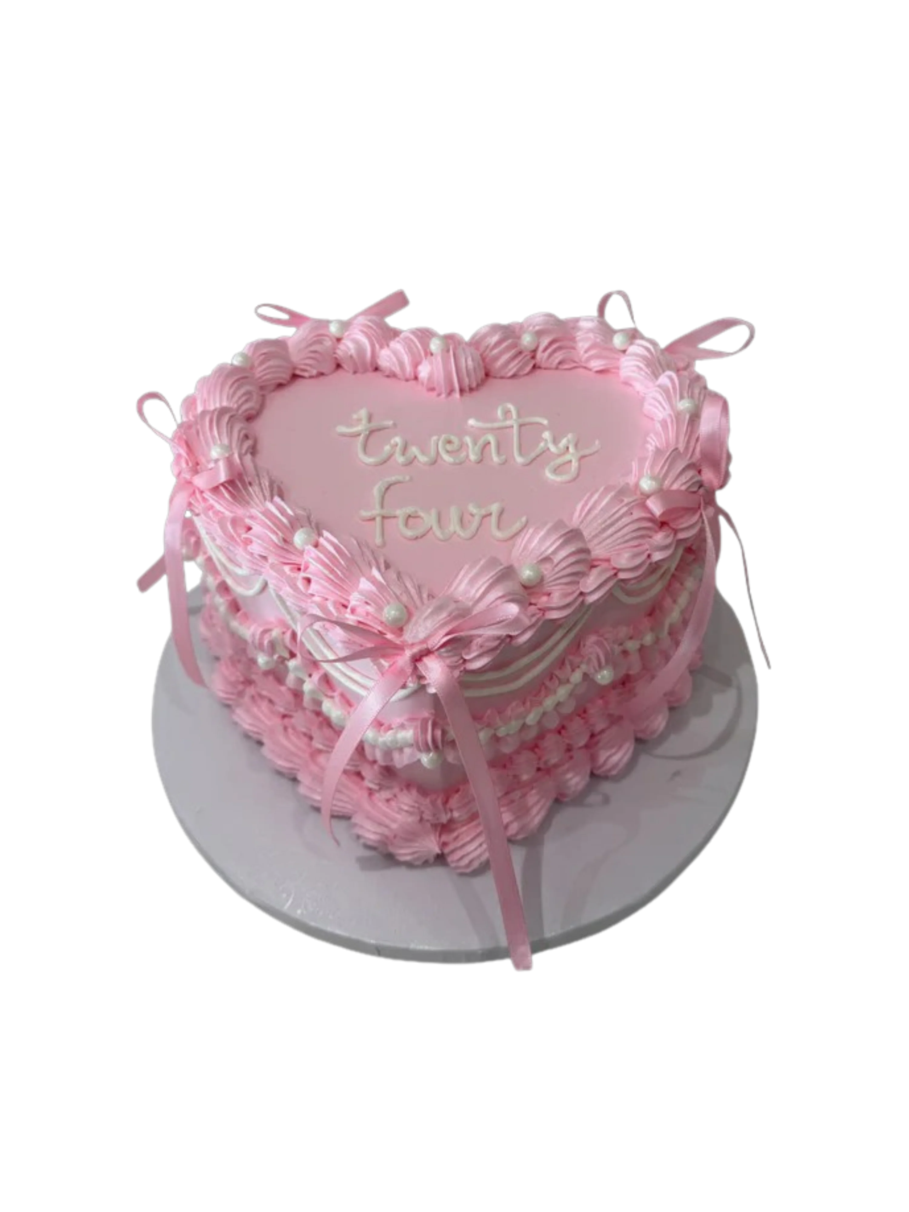 Baby Pink Bows Vintage Heart Cake
