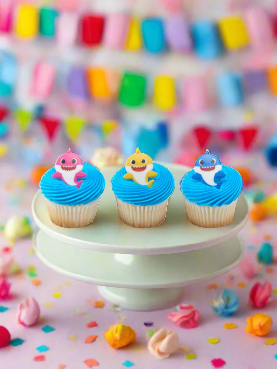 Baby Shark Cupcakes - (Pack of 6) - Image 3