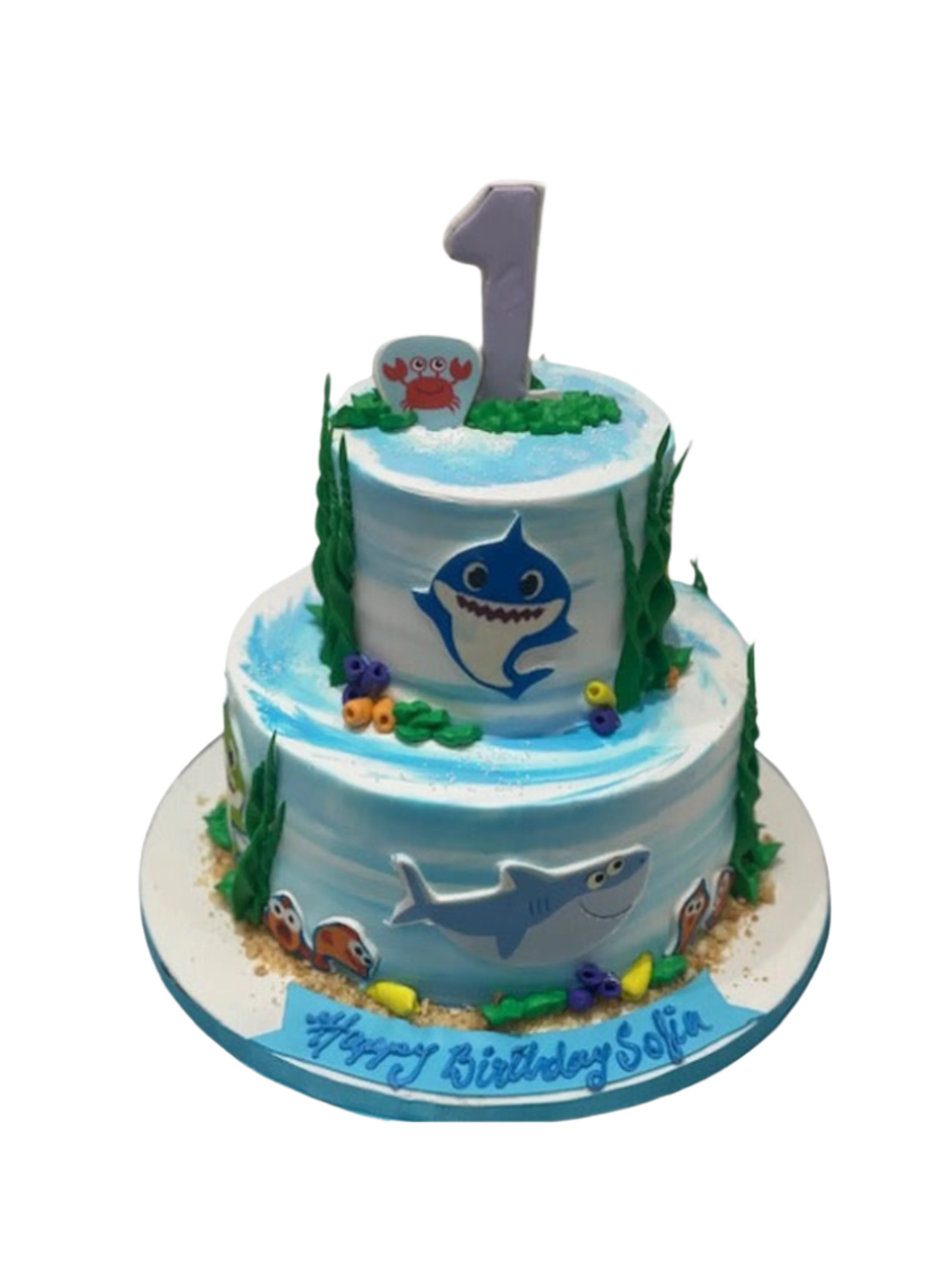Baby Shark Tiered Cream Cake