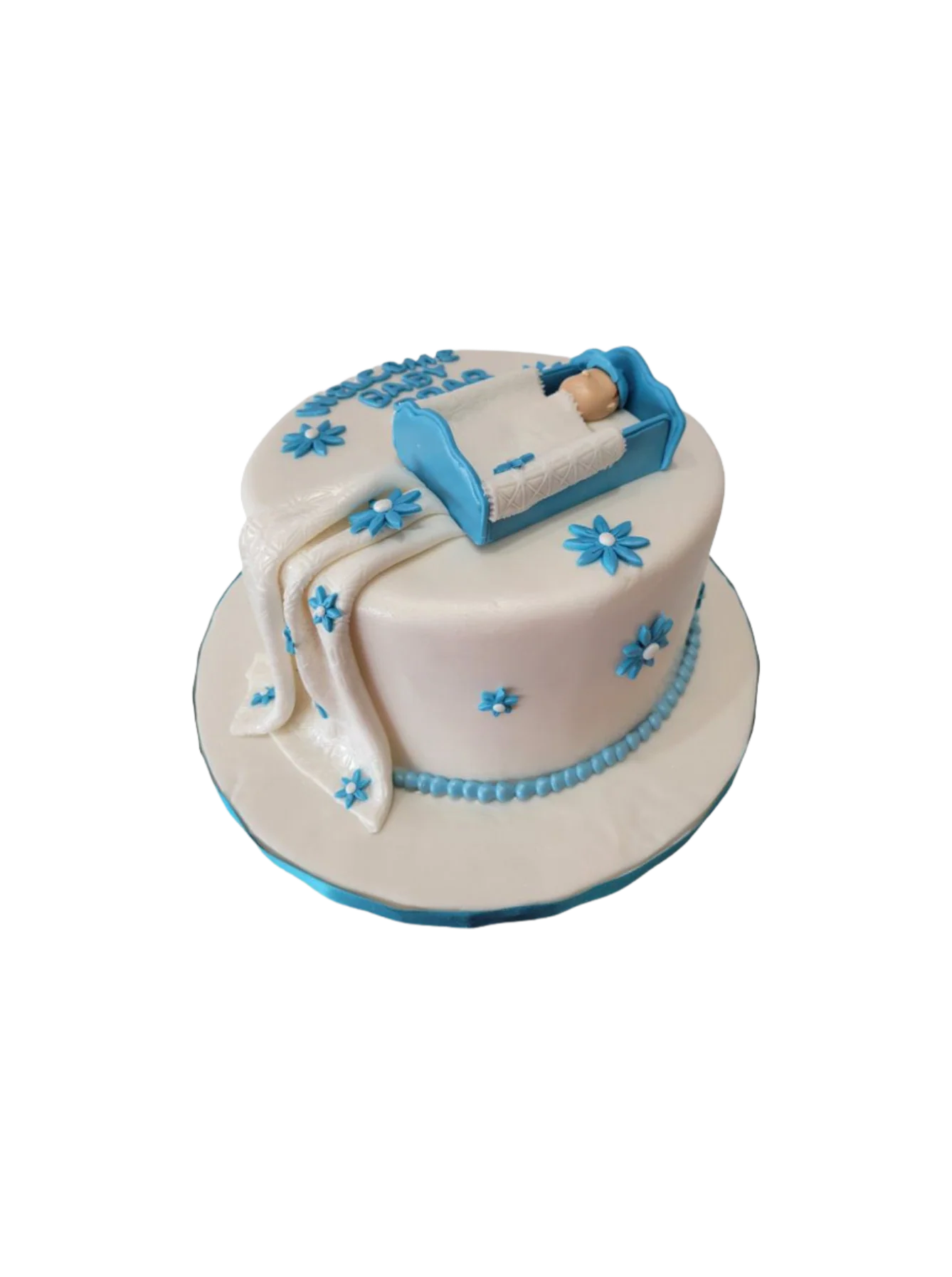 Baby Shower Crib Fondant Cake