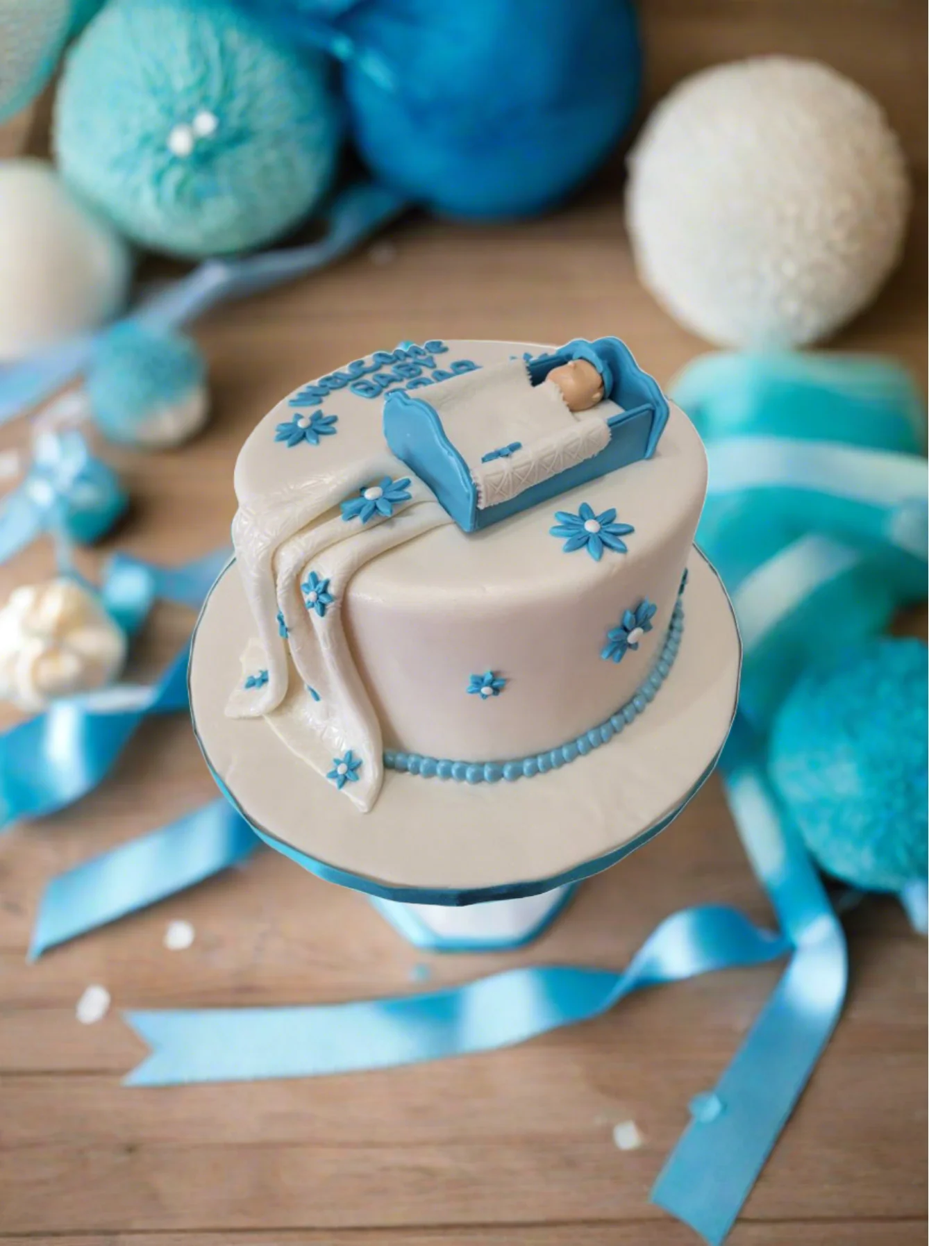 Baby Shower Crib Fondant Cake - Image 2