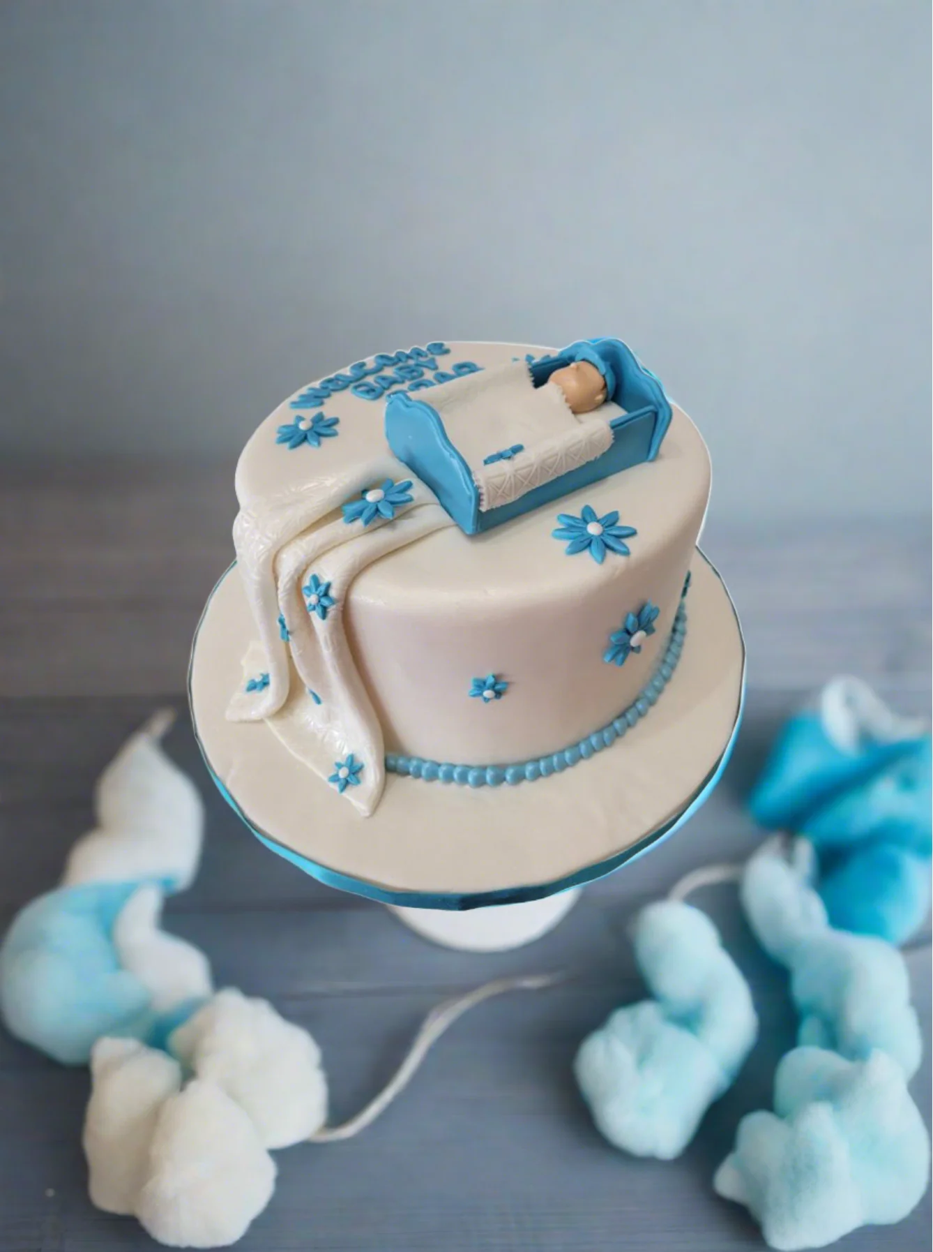 Baby Shower Crib Fondant Cake - Image 5