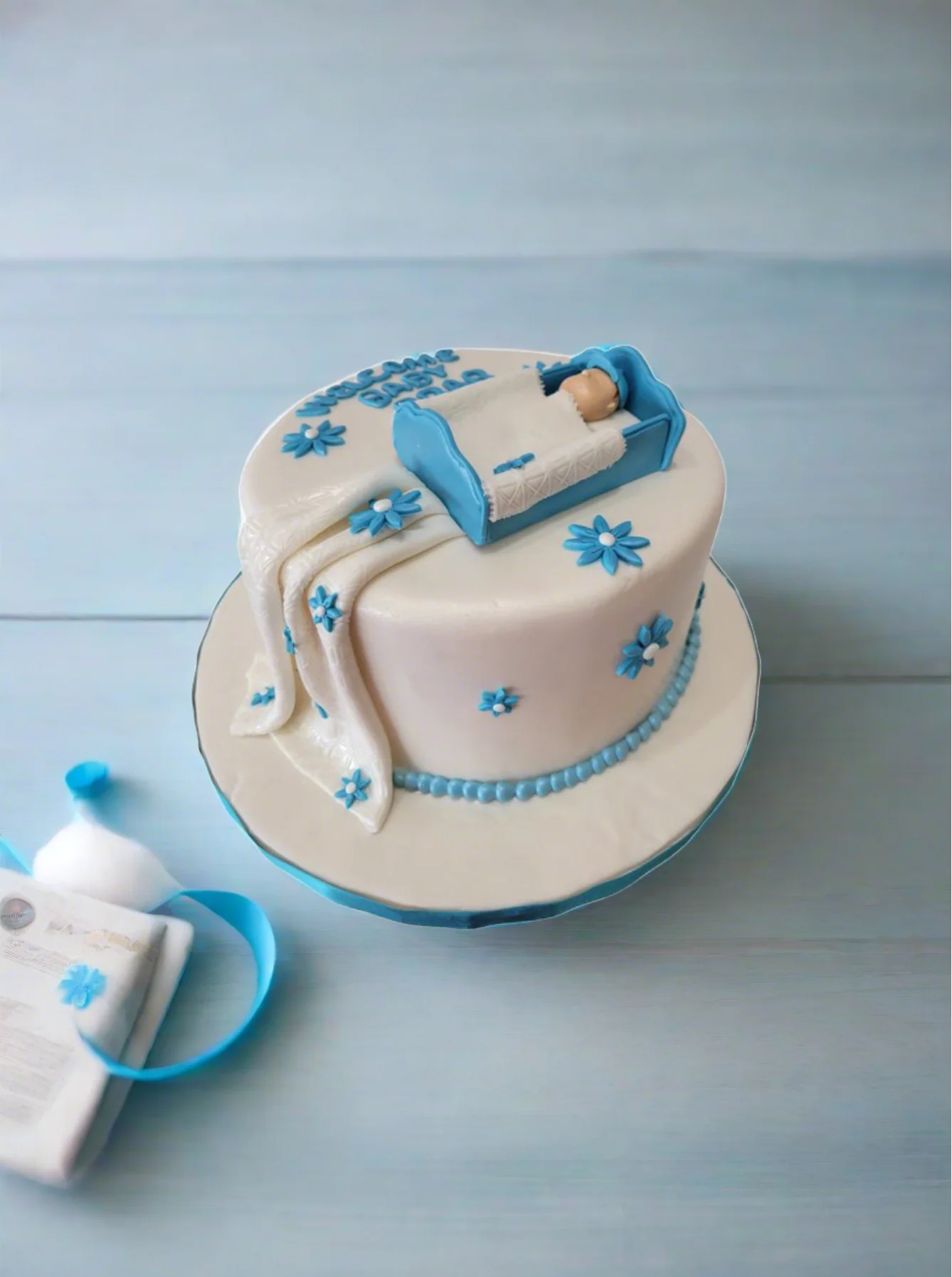 Baby Shower Crib Fondant Cake - Image 6