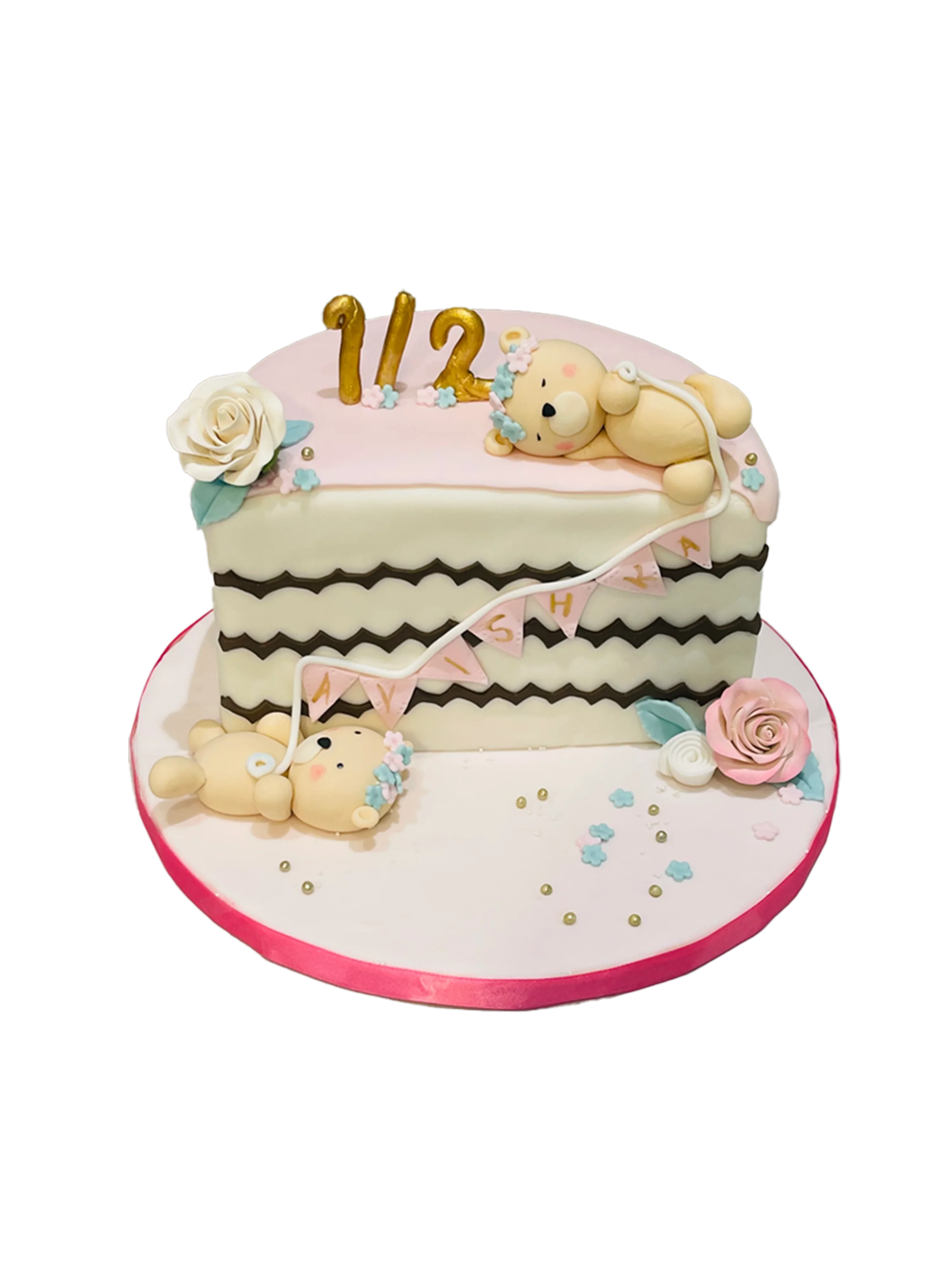 Baby Teddy Half Birthday Fondant Cake