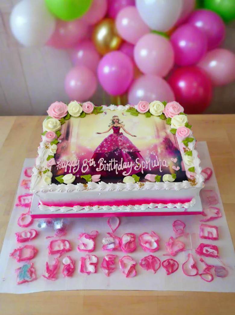 Barbie Floral Photo Cake - Image 2