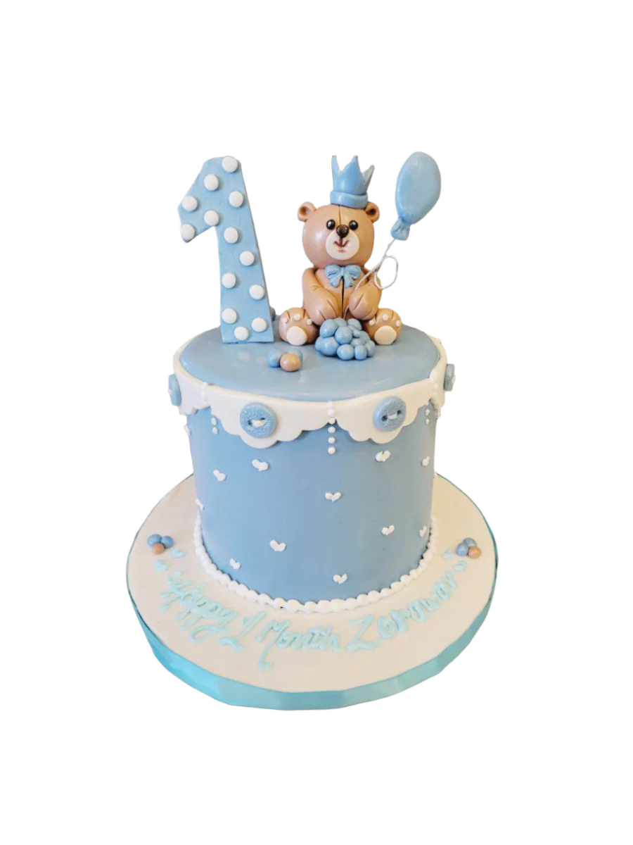 Bear 1St Birthday Fondant Cake