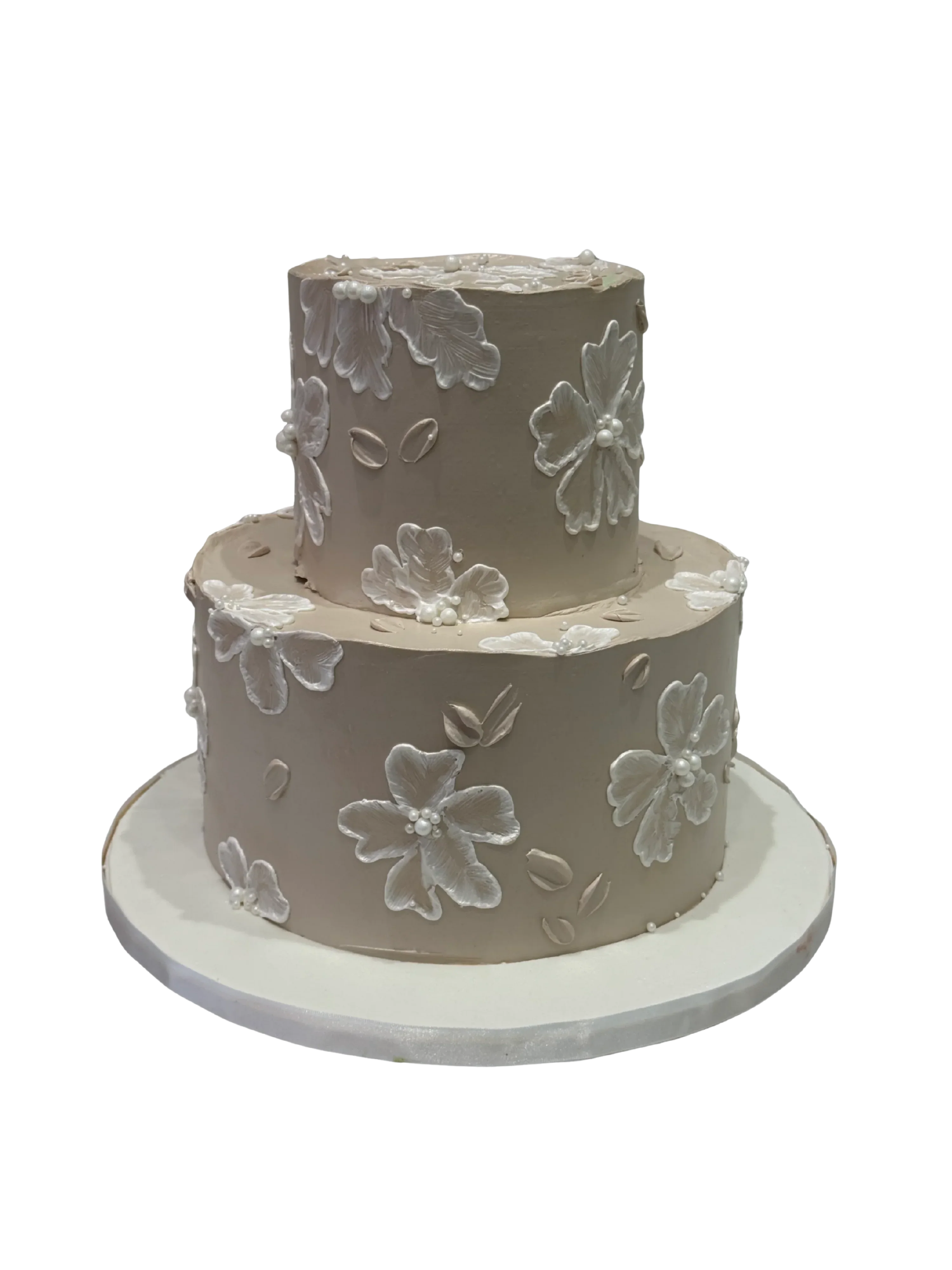 Beige & White Floral Cake
