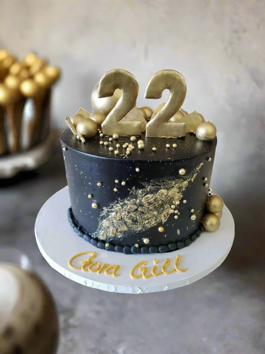 Black & Gold Birthday Cake - Image 2