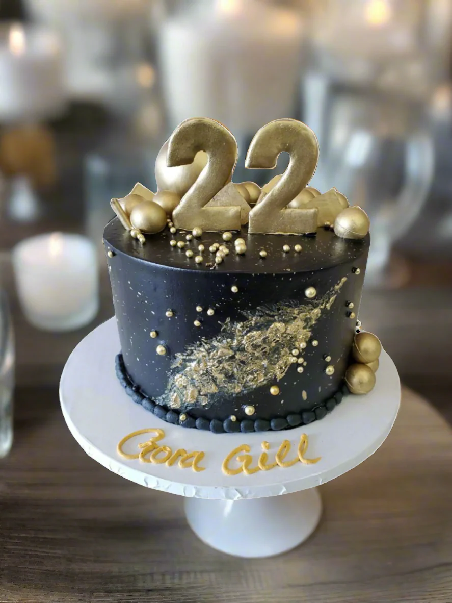 Black & Gold Birthday Cake - Image 3