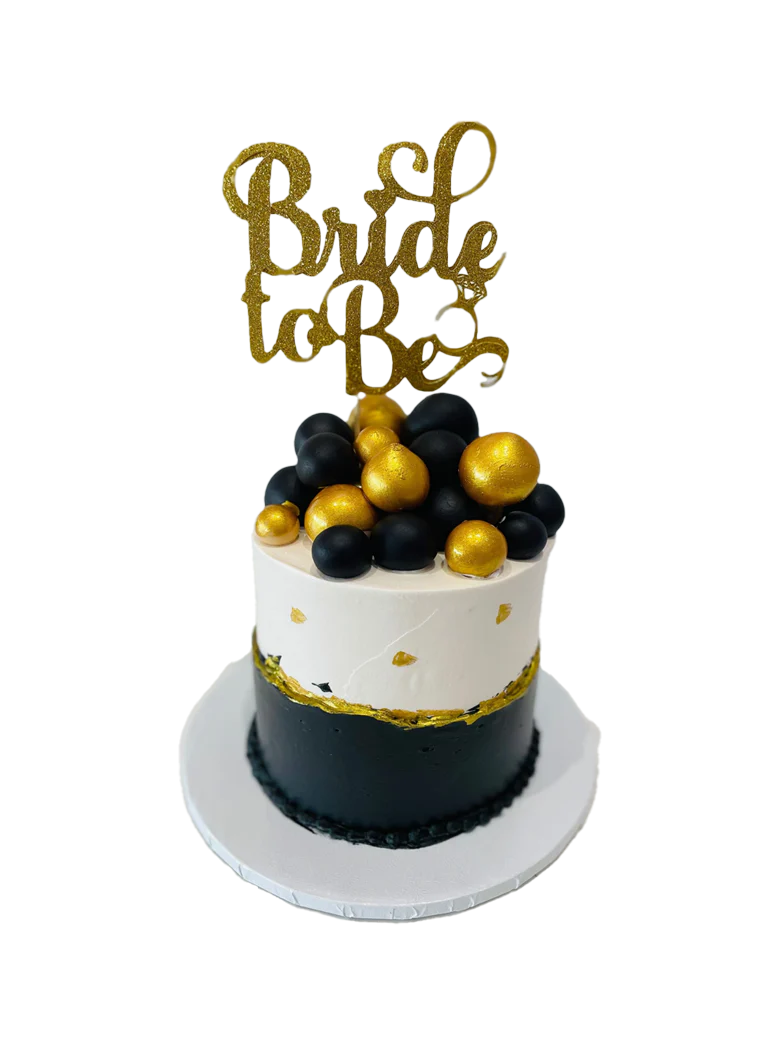 Black & Gold Bride To Be Cake