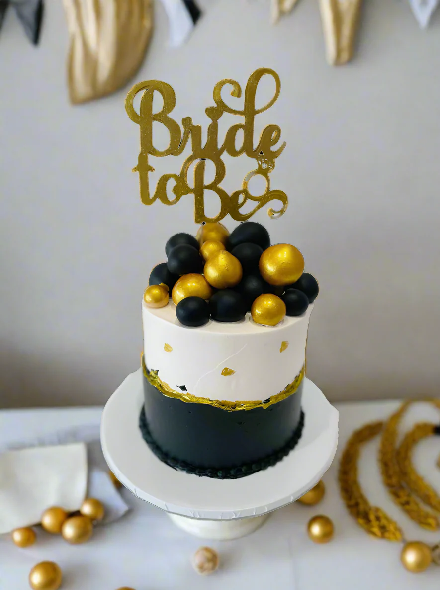 Black & Gold Bride To Be Cake - Image 2