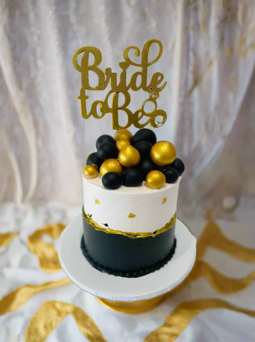 Black & Gold Bride To Be Cake - Image 3