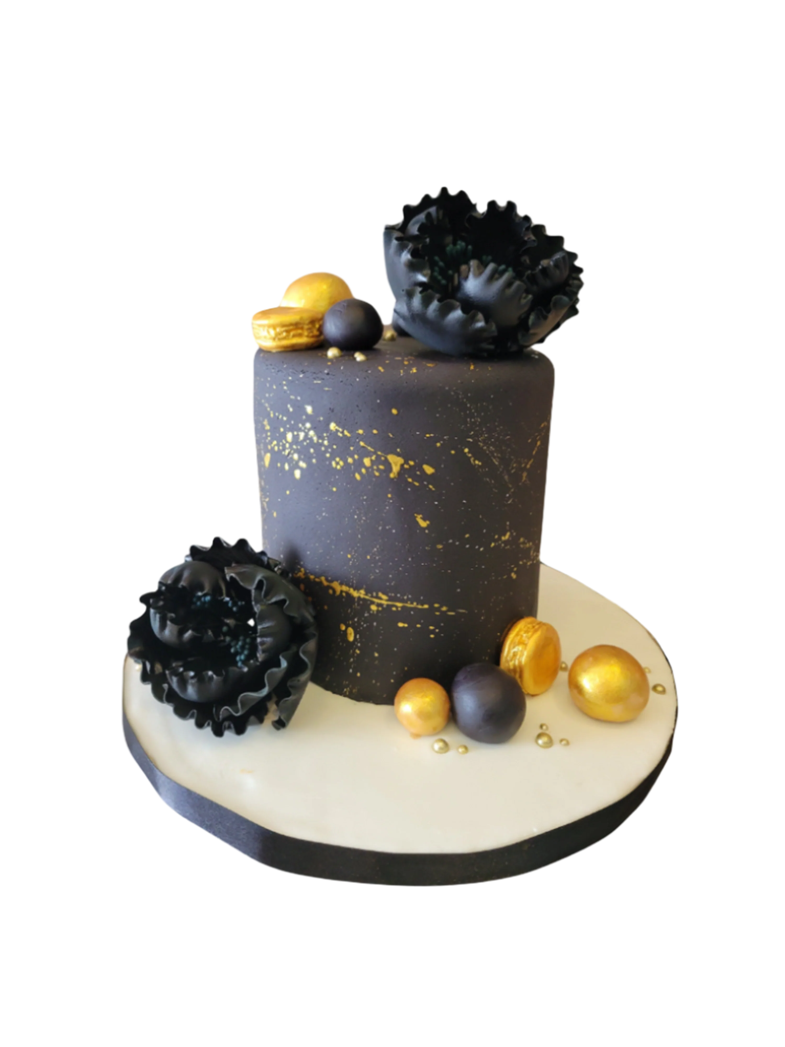 Black & Gold Fondant Cake