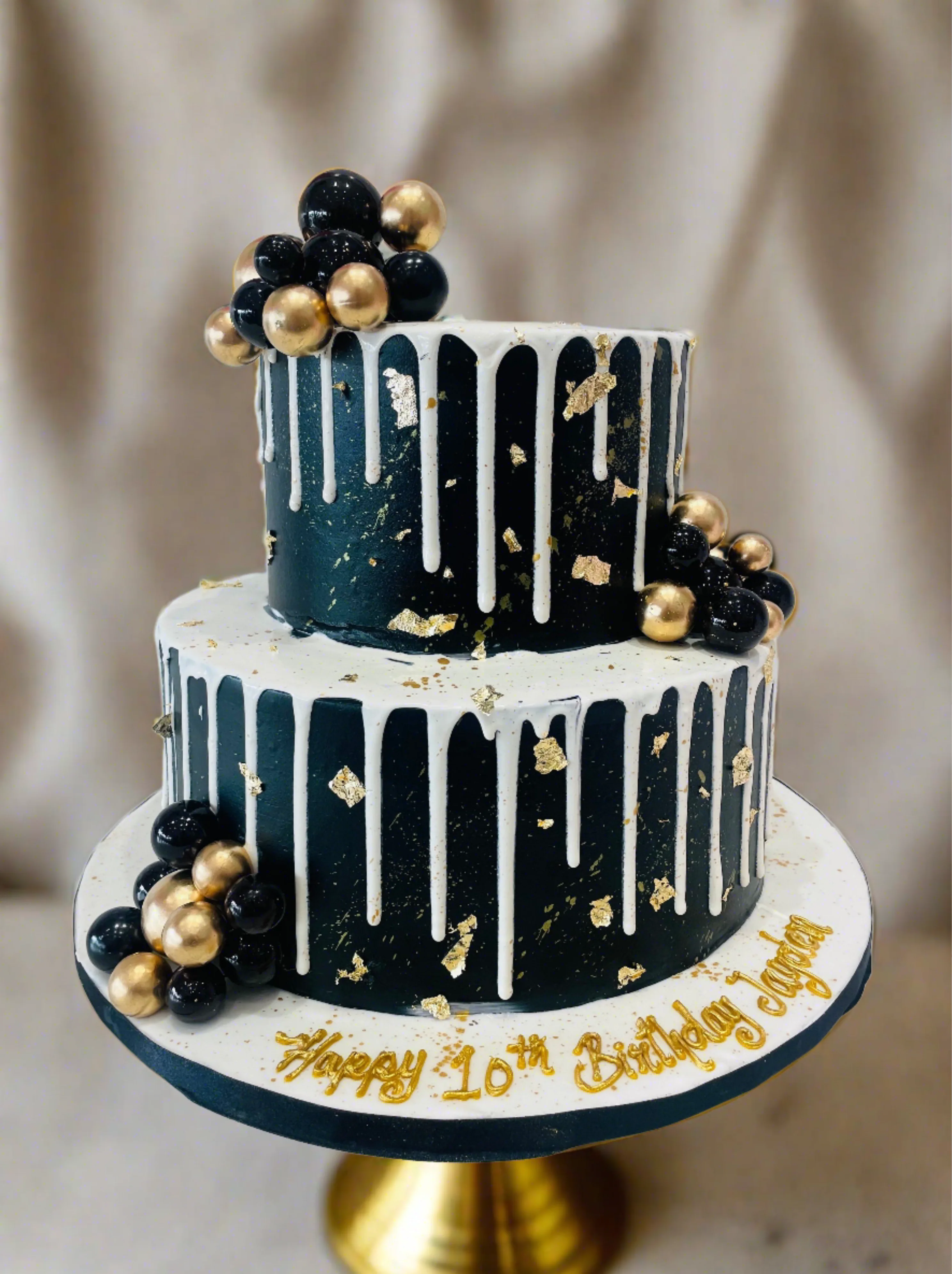 Black & Gold Birthday Tiered Cake - Image 5