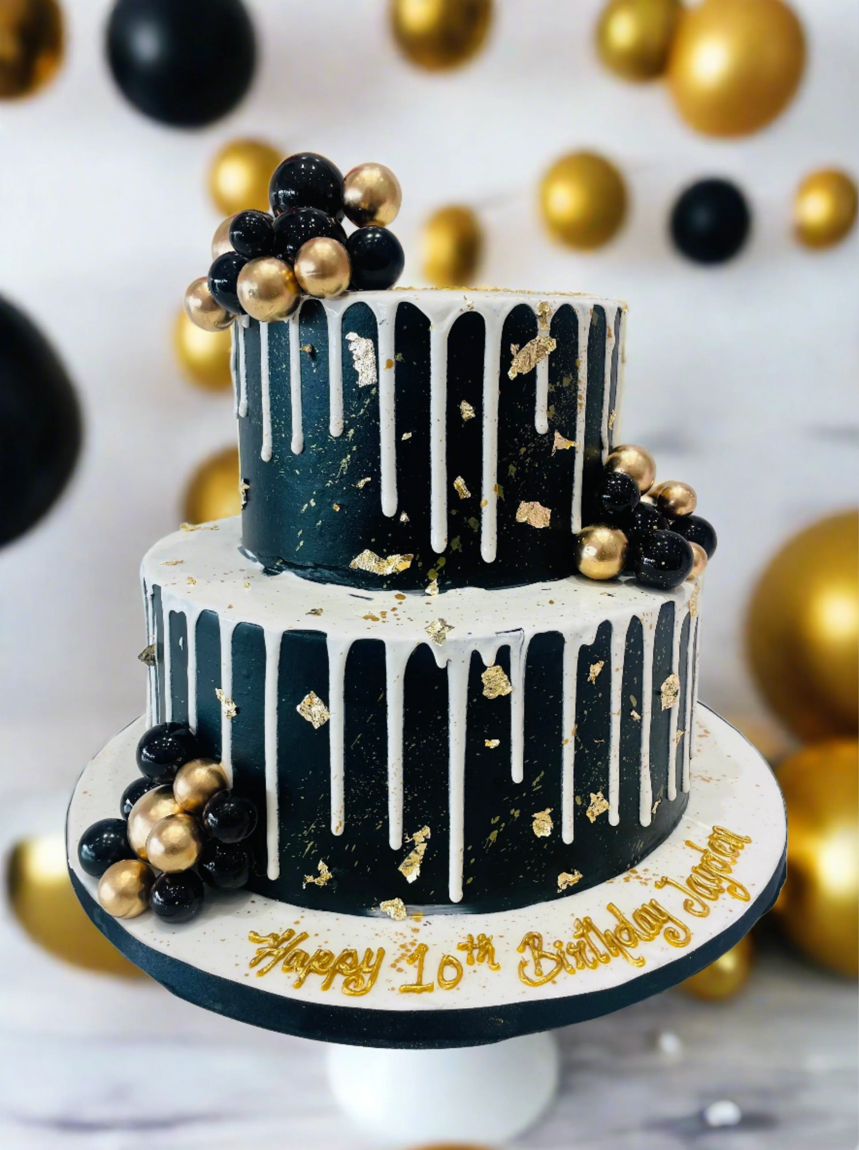 Black & Gold Birthday Tiered Cake - Image 6