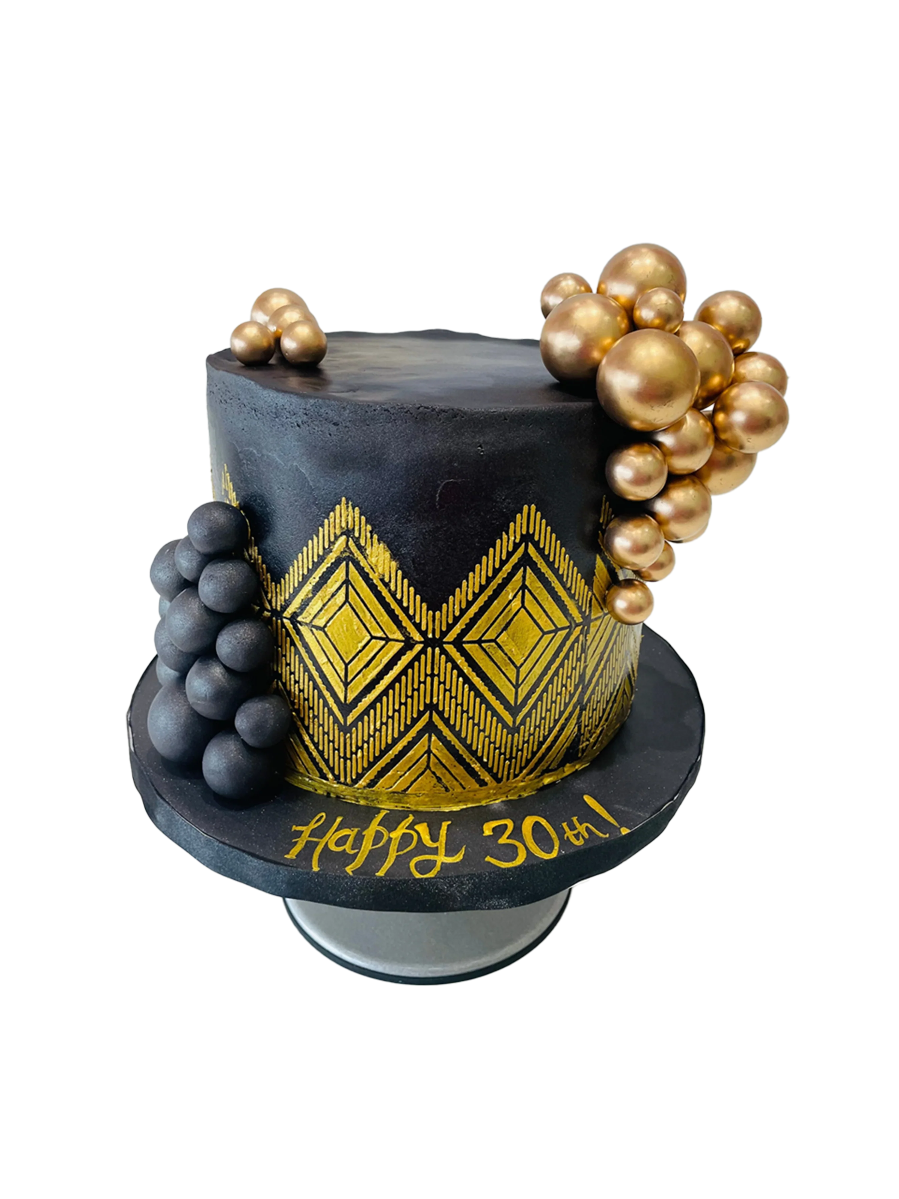 Black & Gold Demask Fondant Cake