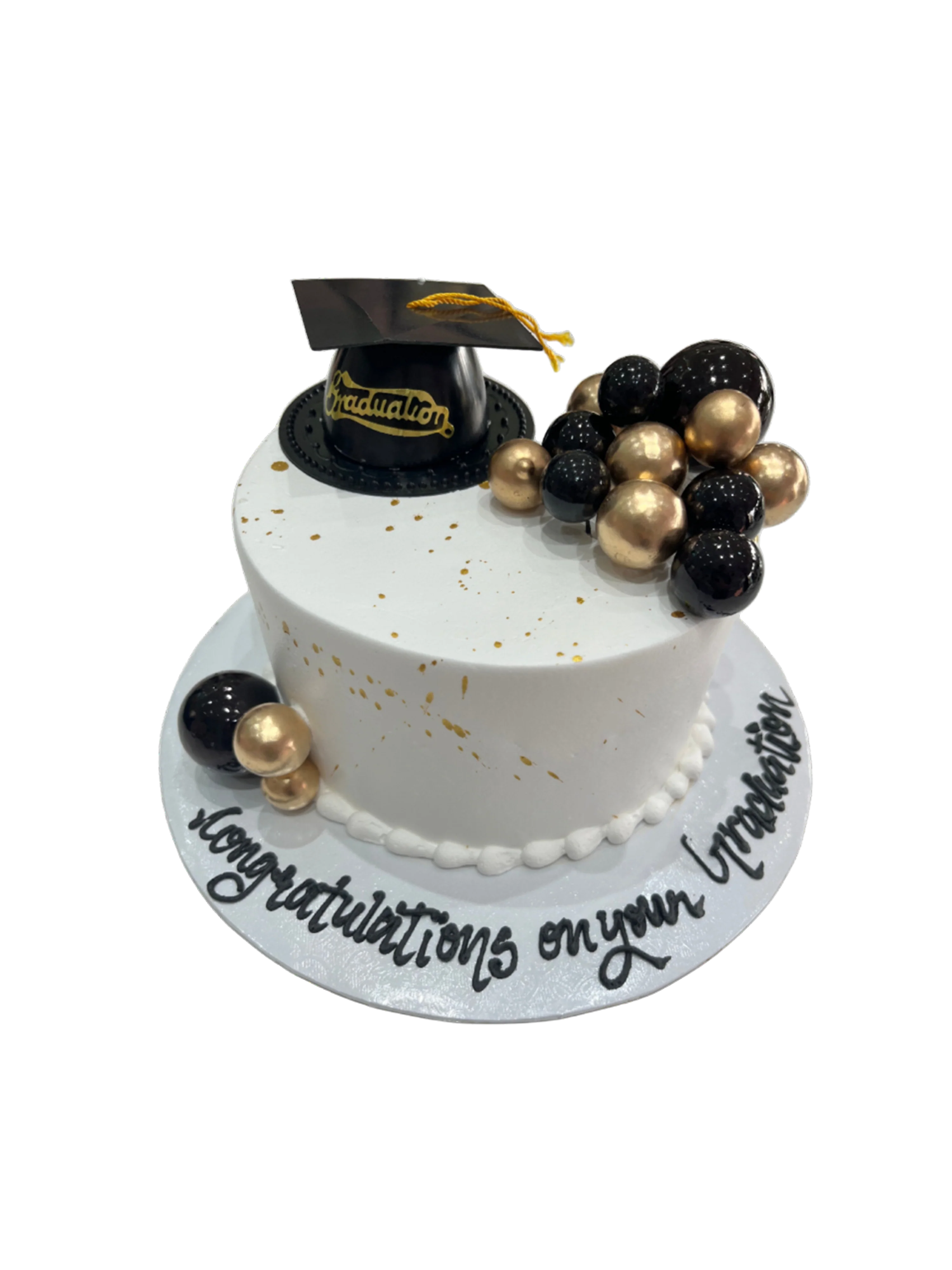 Black & Gold Graduation Cream Cake