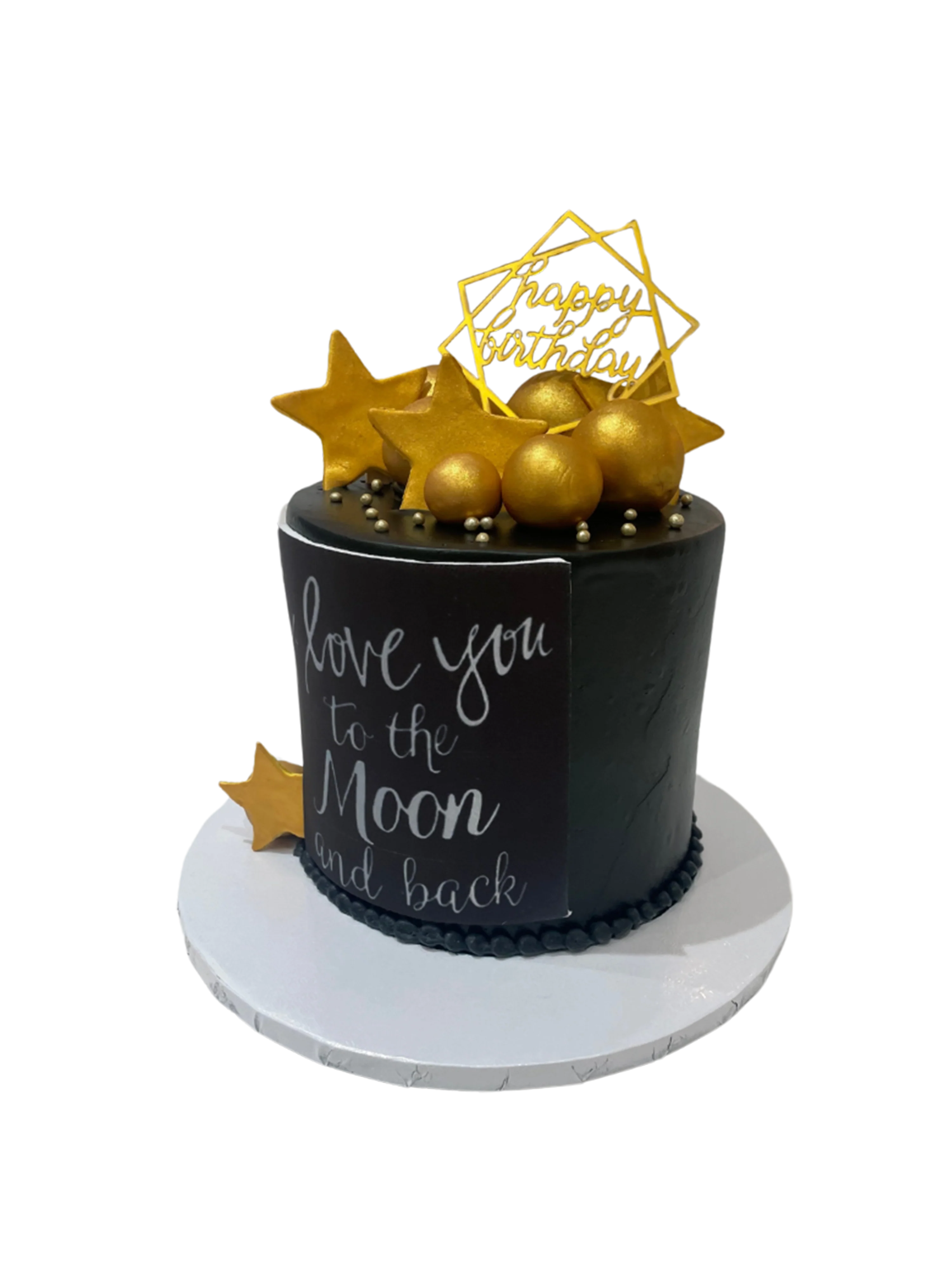 Black & Gold Stars Cream Cake