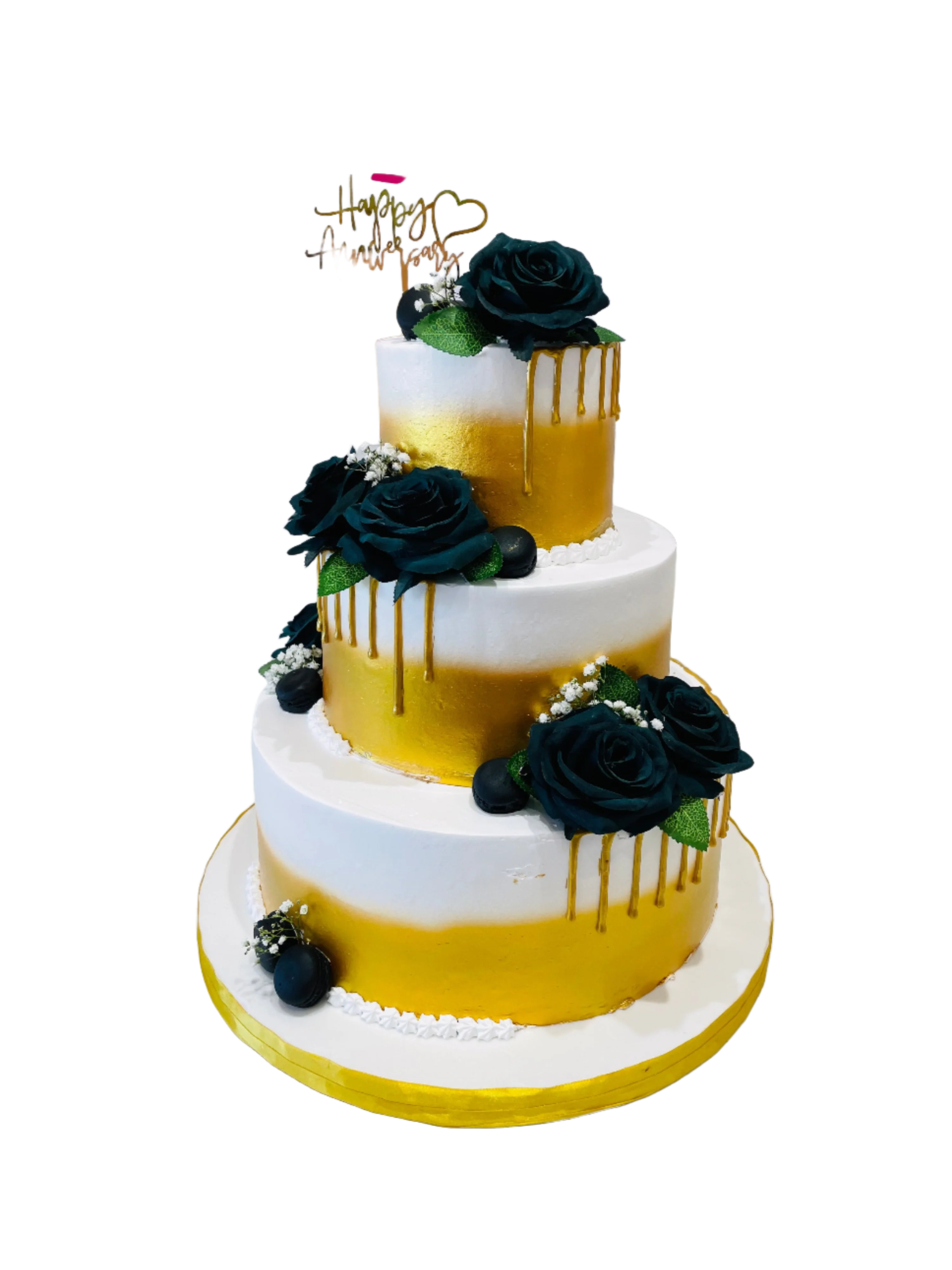 Green & Gold Wedding Tiered Cake
