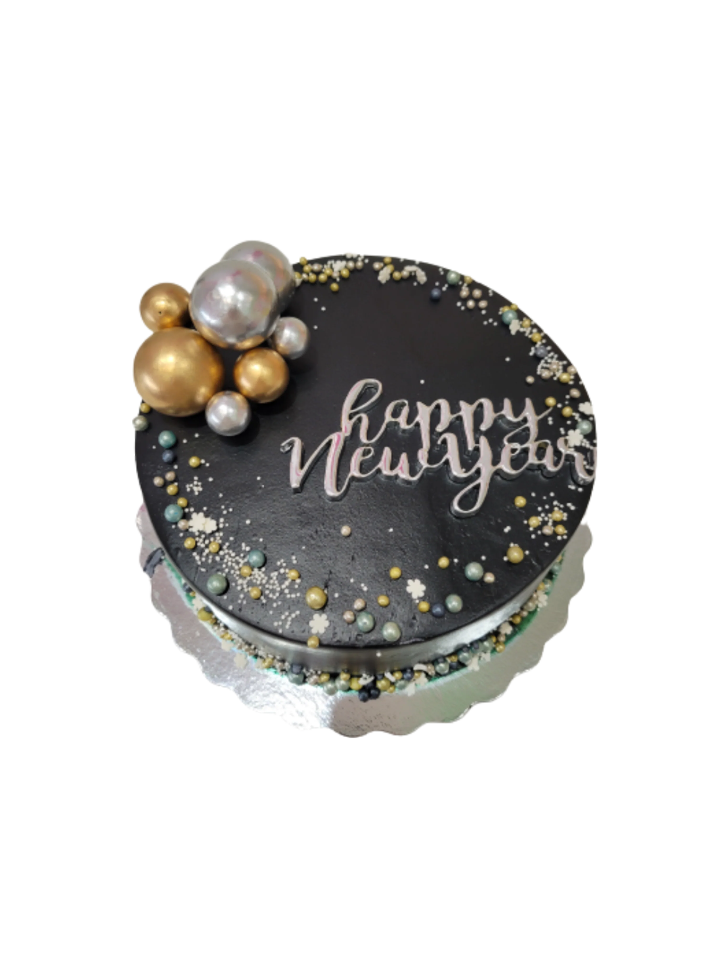 Black & Silver New Years Cake