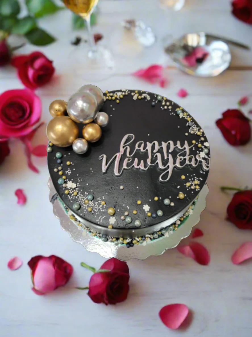 Black & Silver New Years Cake - Image 2