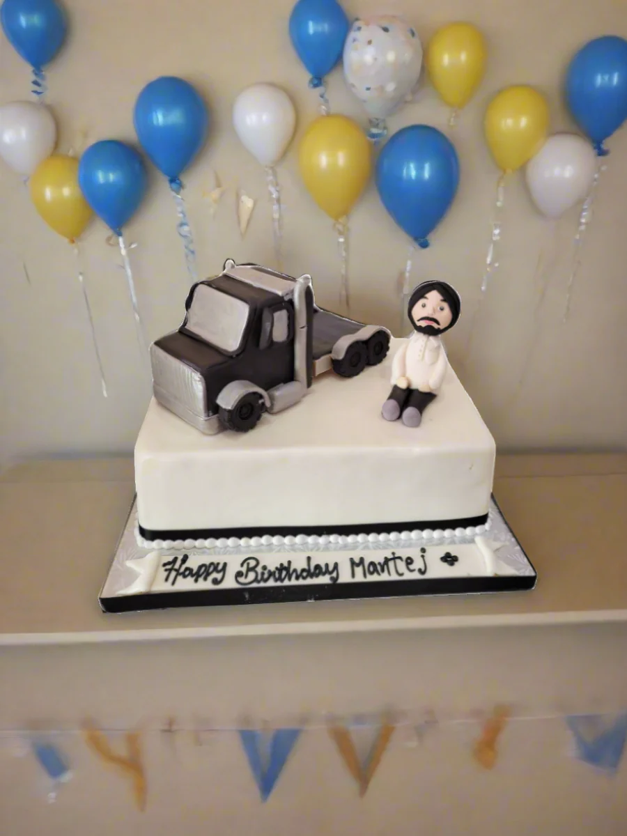 Black & White Theme Truck Cake - Image 3