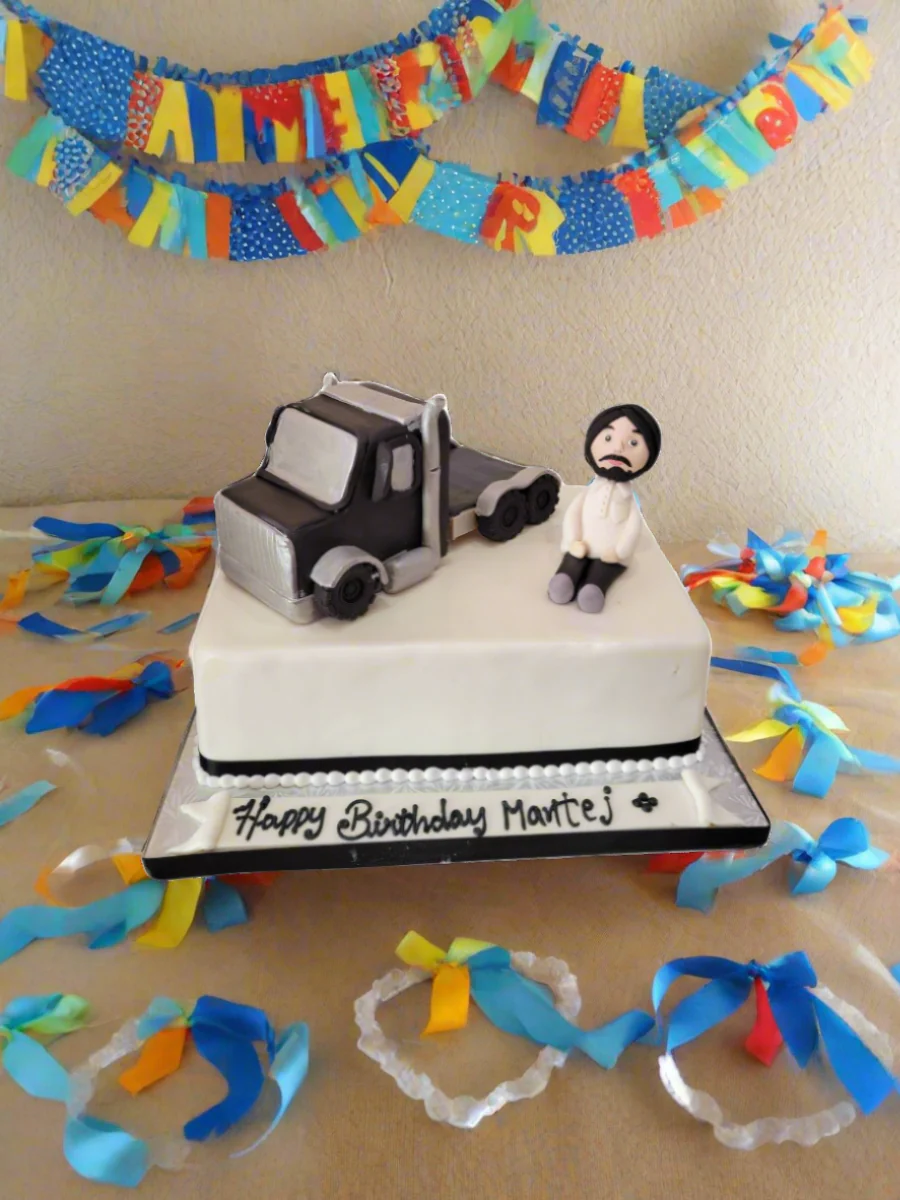 Black & White Theme Truck Cake - Image 4