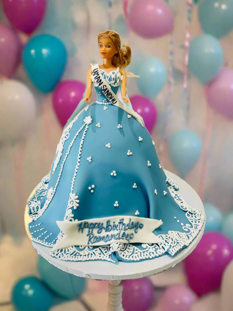 Blue Barbie Fondant Cake - Image 5