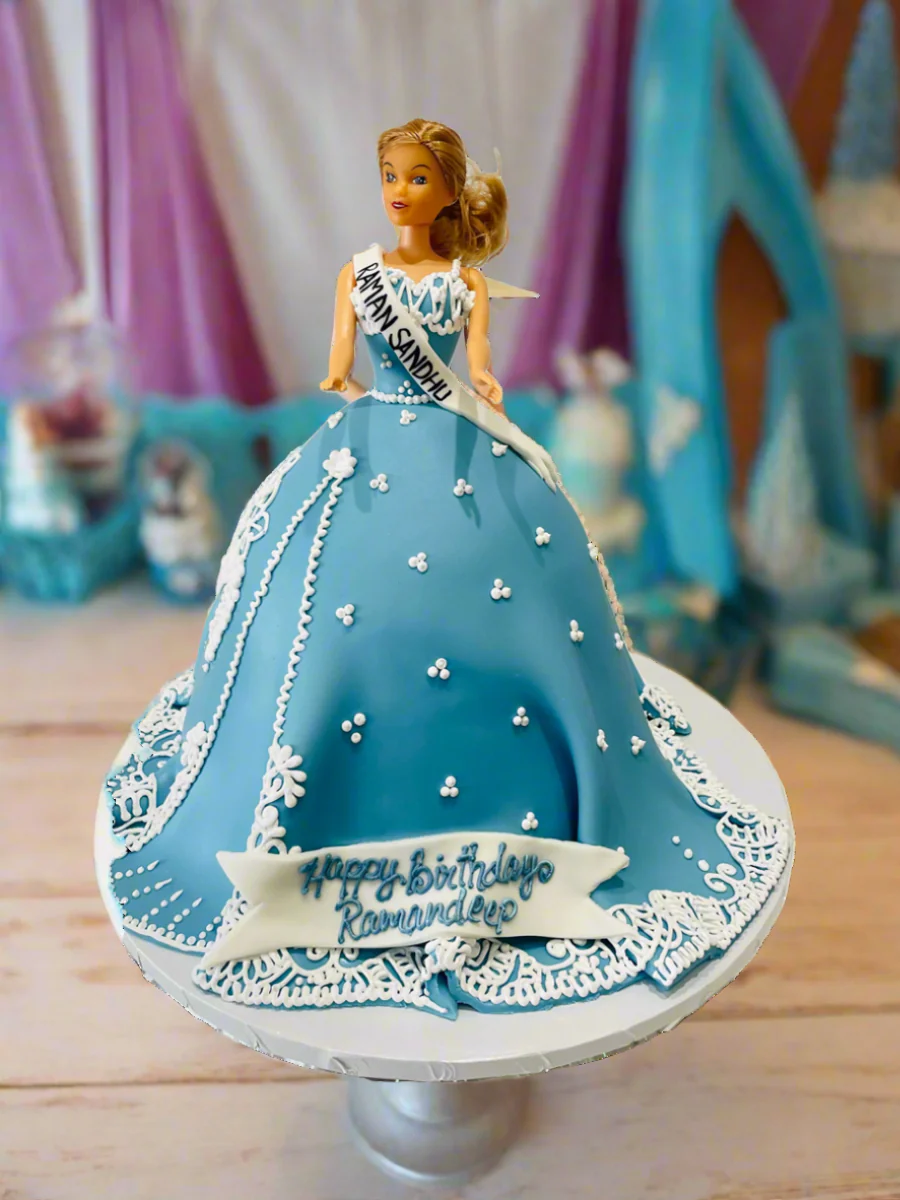 Blue Barbie Fondant Cake - Image 6