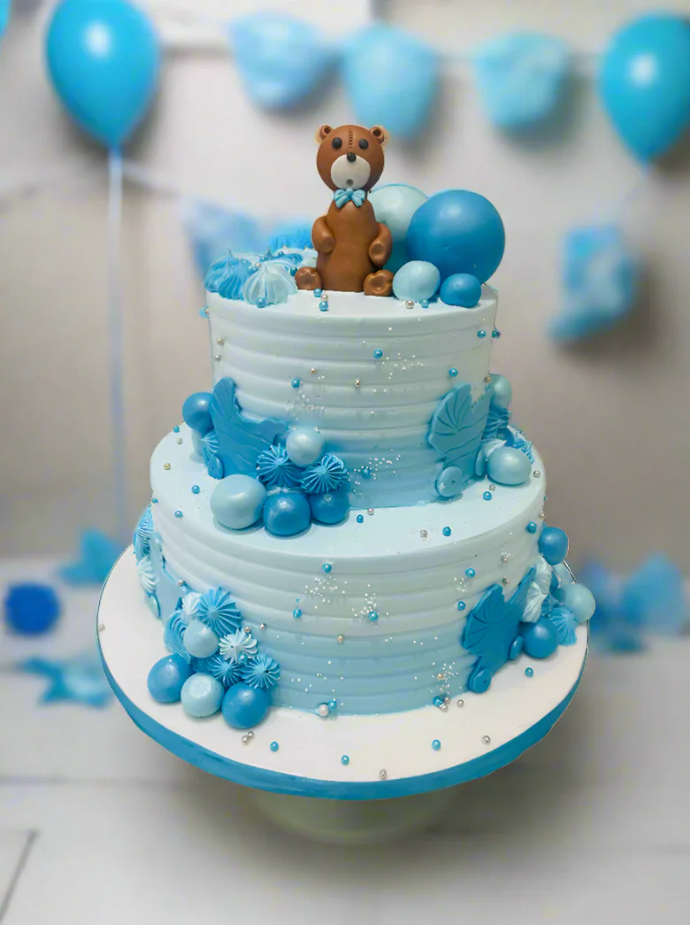 Blue Bear Teddy Cream Cake - Image 2