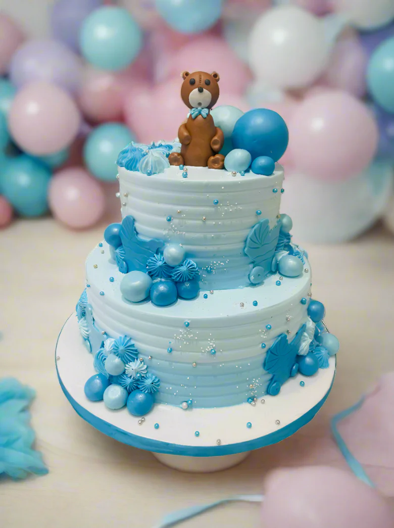Blue Bear Teddy Cream Cake - Image 3