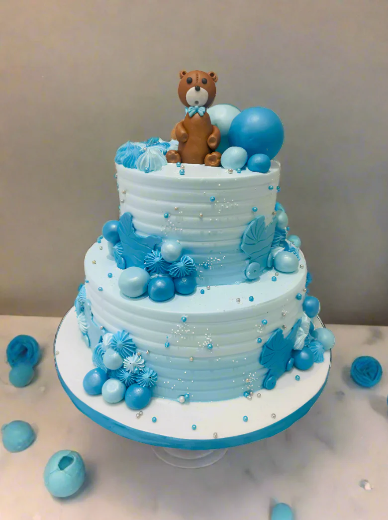 Blue Bear Teddy Cream Cake - Image 4