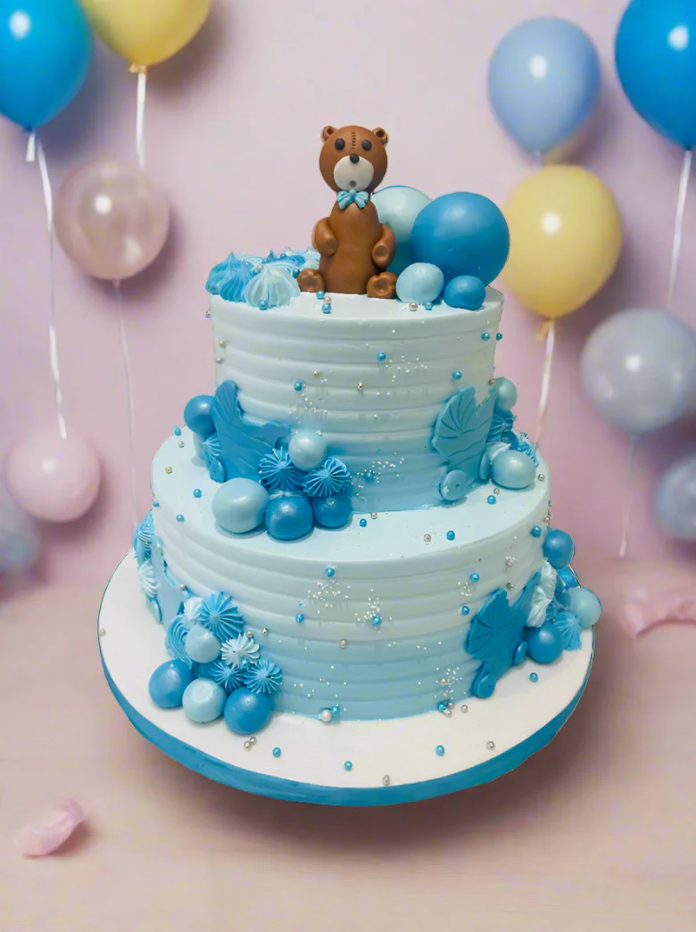 Blue Bear Teddy Cream Cake - Image 5