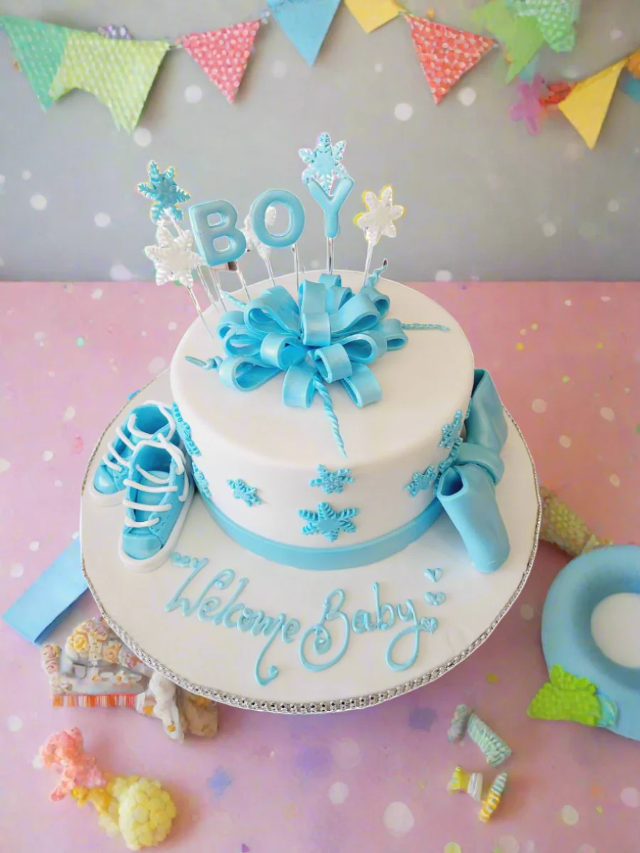 Blue Booty Baby Shower Fondant Cake - Image 2
