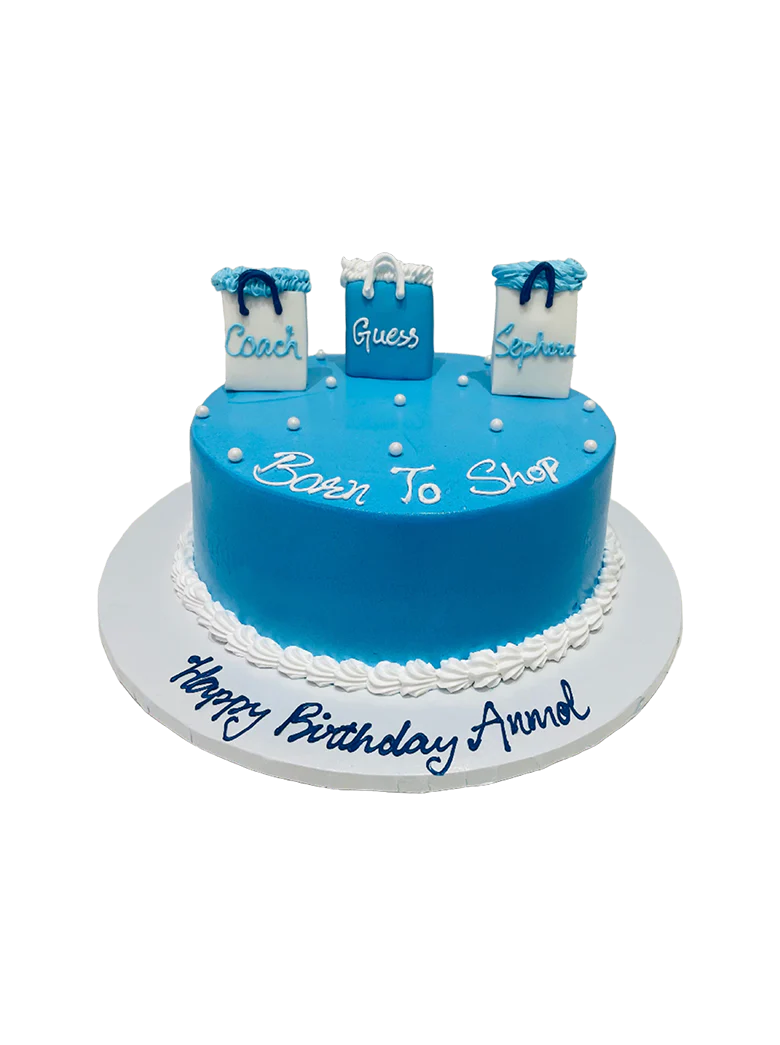 Blue Born to Shop Cream Cake