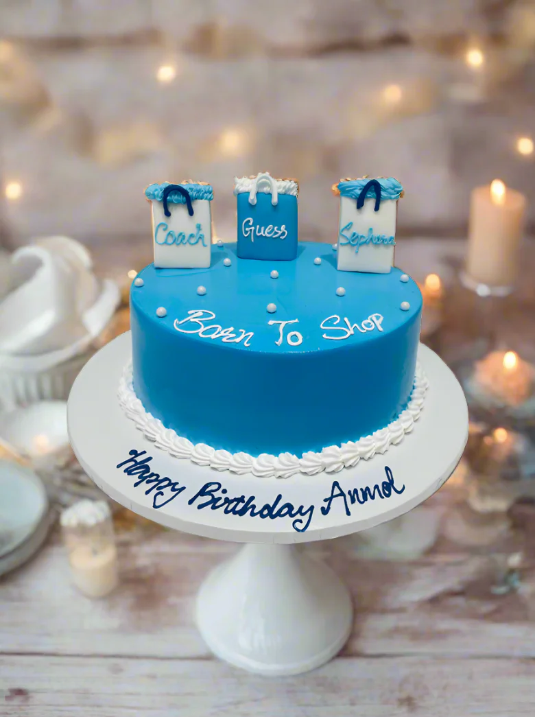 Blue Born to Shop Cream Cake - Image 2