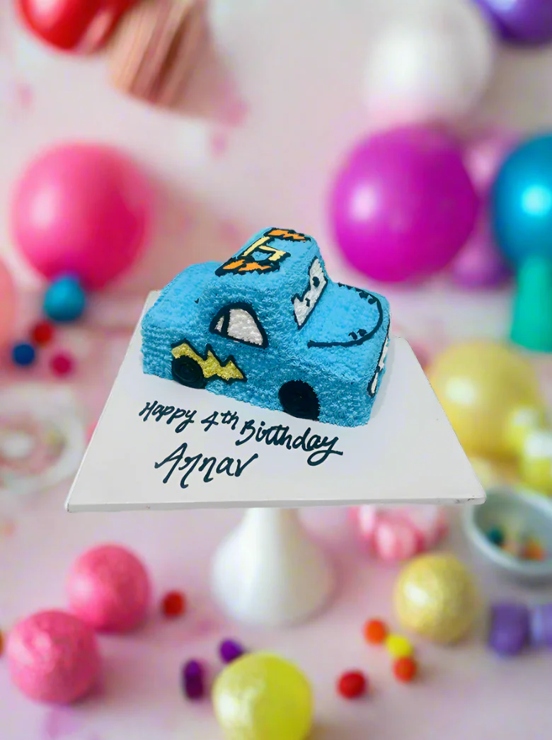 Blue Car Molded Cream Cake - Image 5