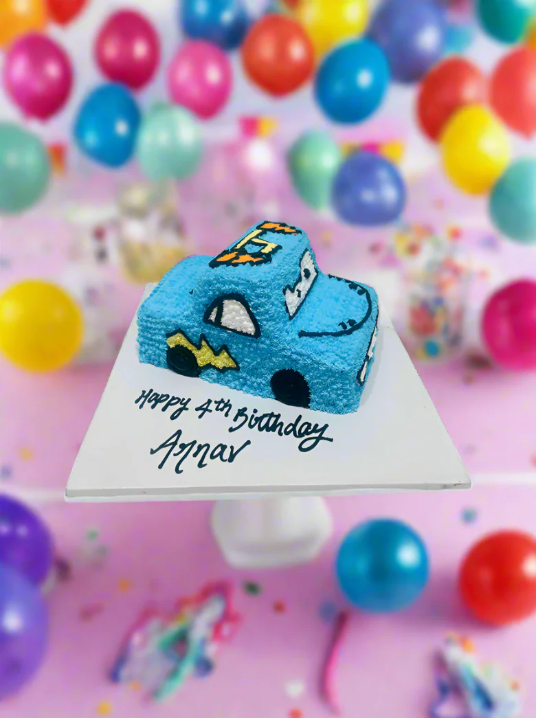 Blue Car Molded Cream Cake - Image 6