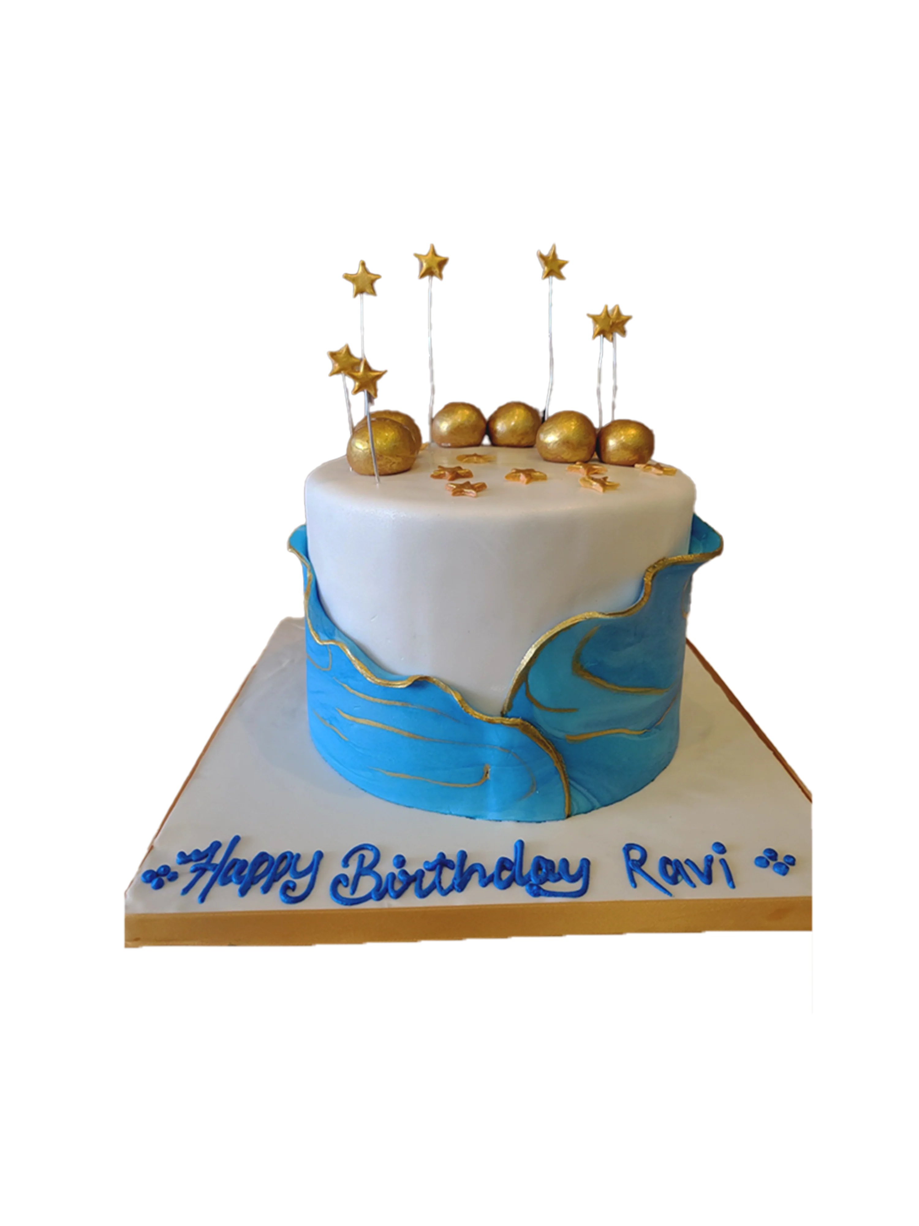 Blue Gold Ruffle Cake