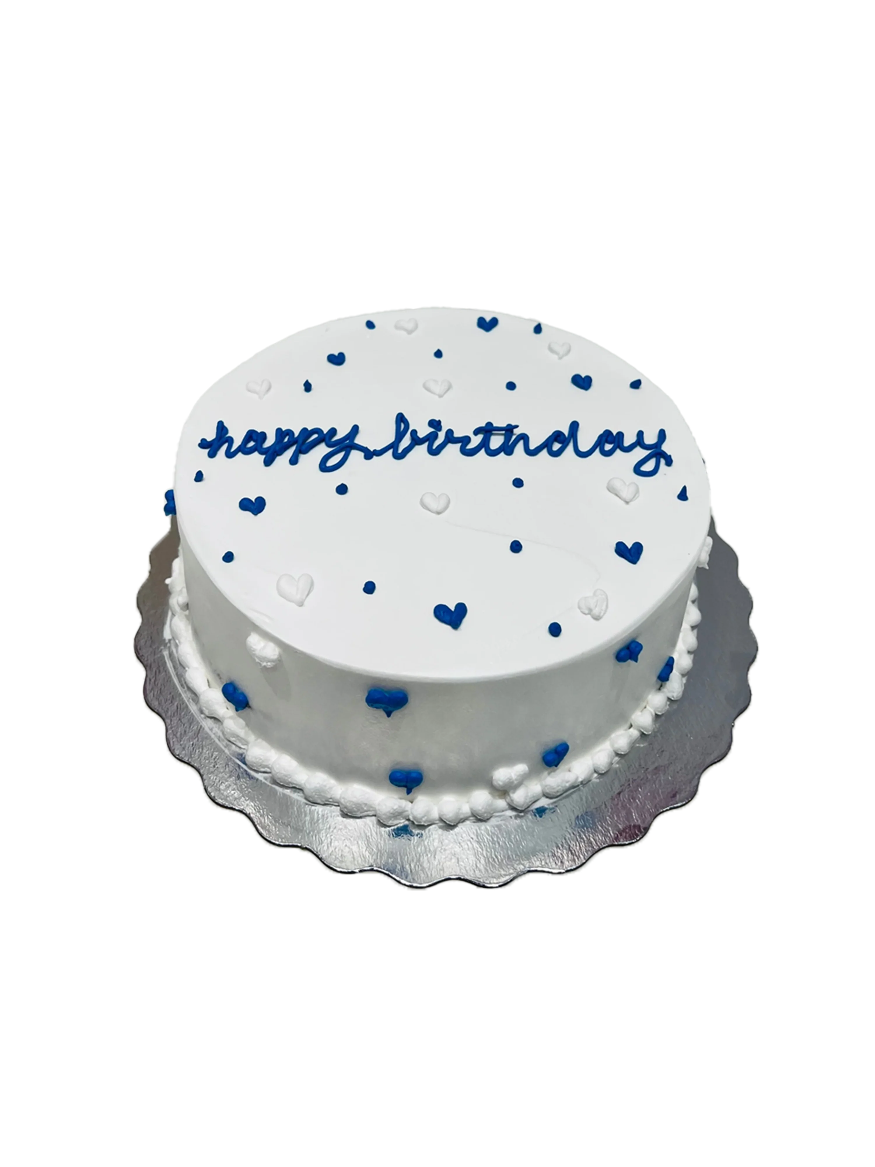 Blue Little Hearts Birthday Cake