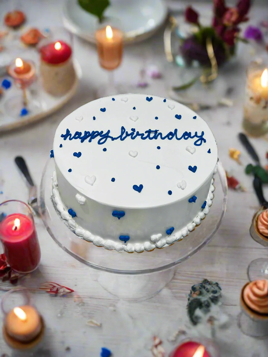 Blue Little Hearts Birthday Cake - Image 2
