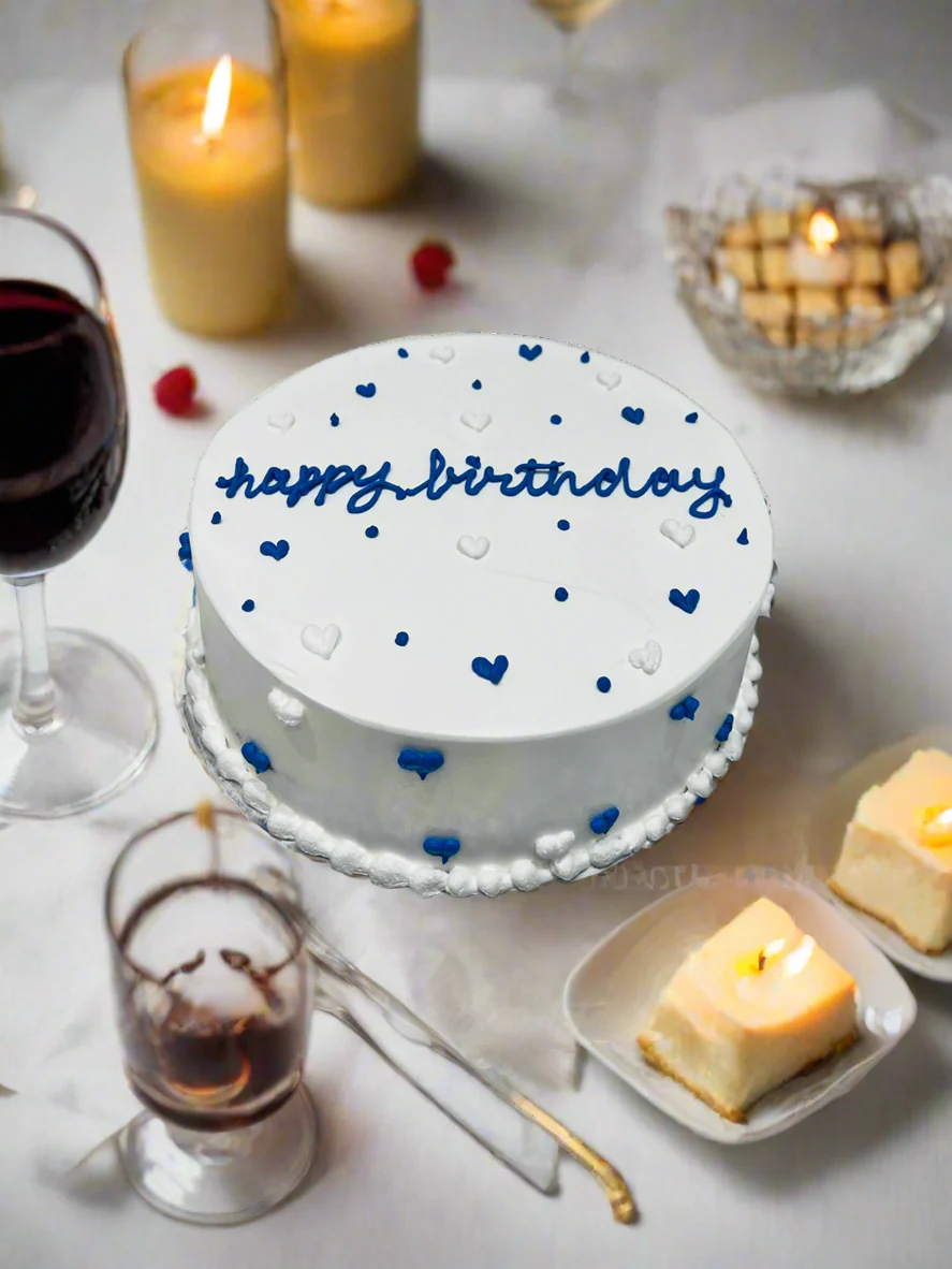 Blue Little Hearts Birthday Cake - Image 3