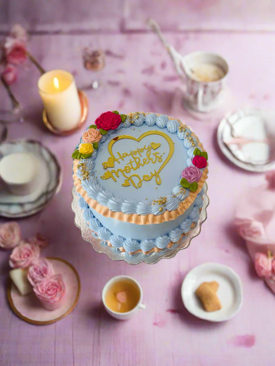 Blue Peachy Mother's Day Cake - Image 3