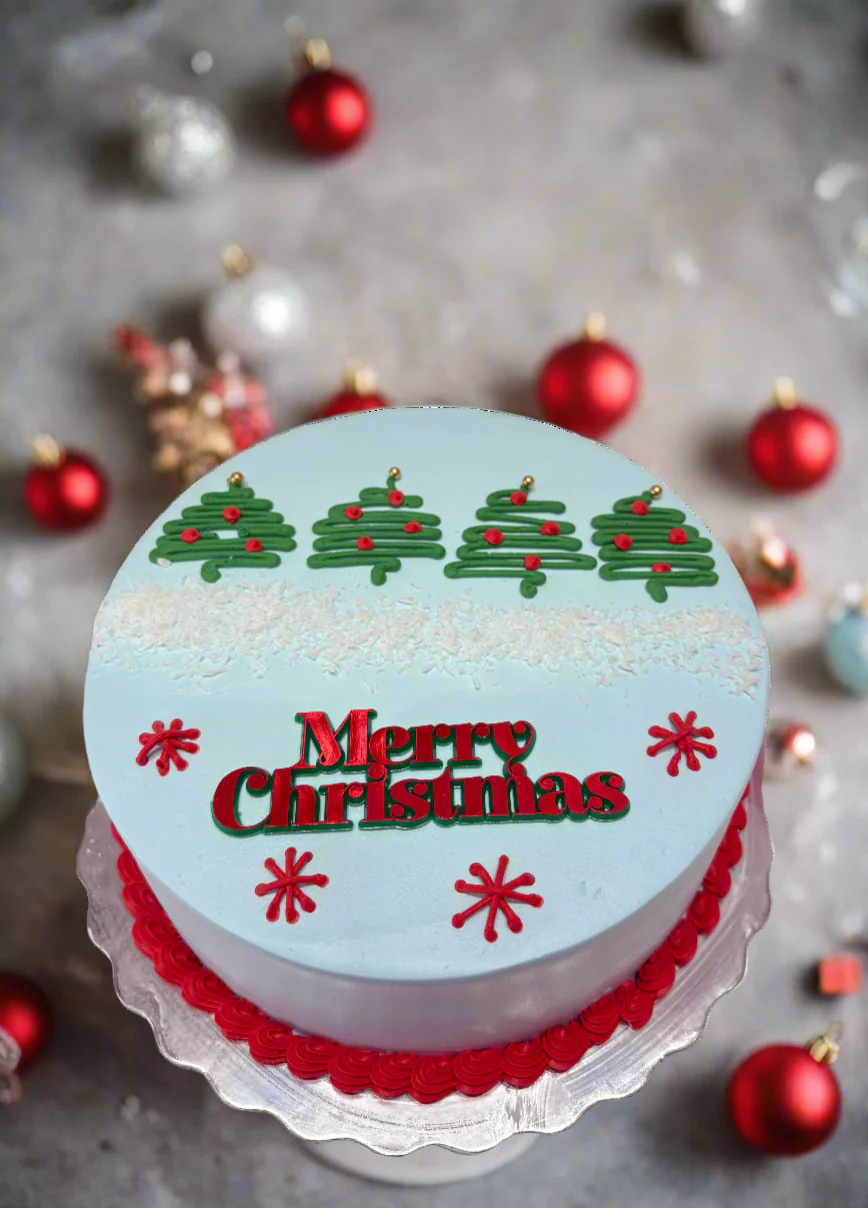 Blue & Red Christmas Cake - Image 2